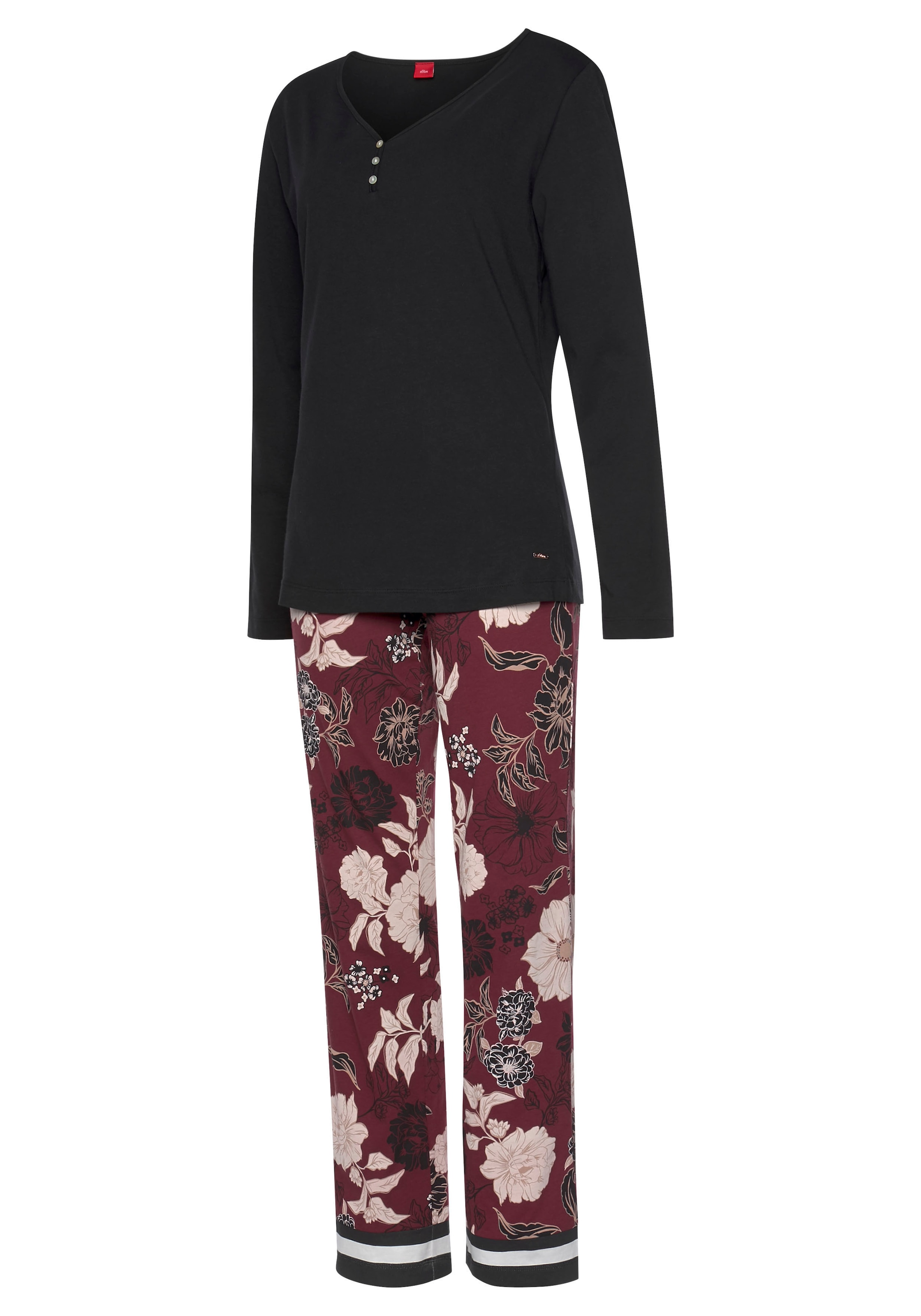 s.Oliver Pyjama, Streifen-Details online (2 kaufen Schweiz tlg., im mit Jelmoli-Versand Blumen-Dessin Stück), bei 1