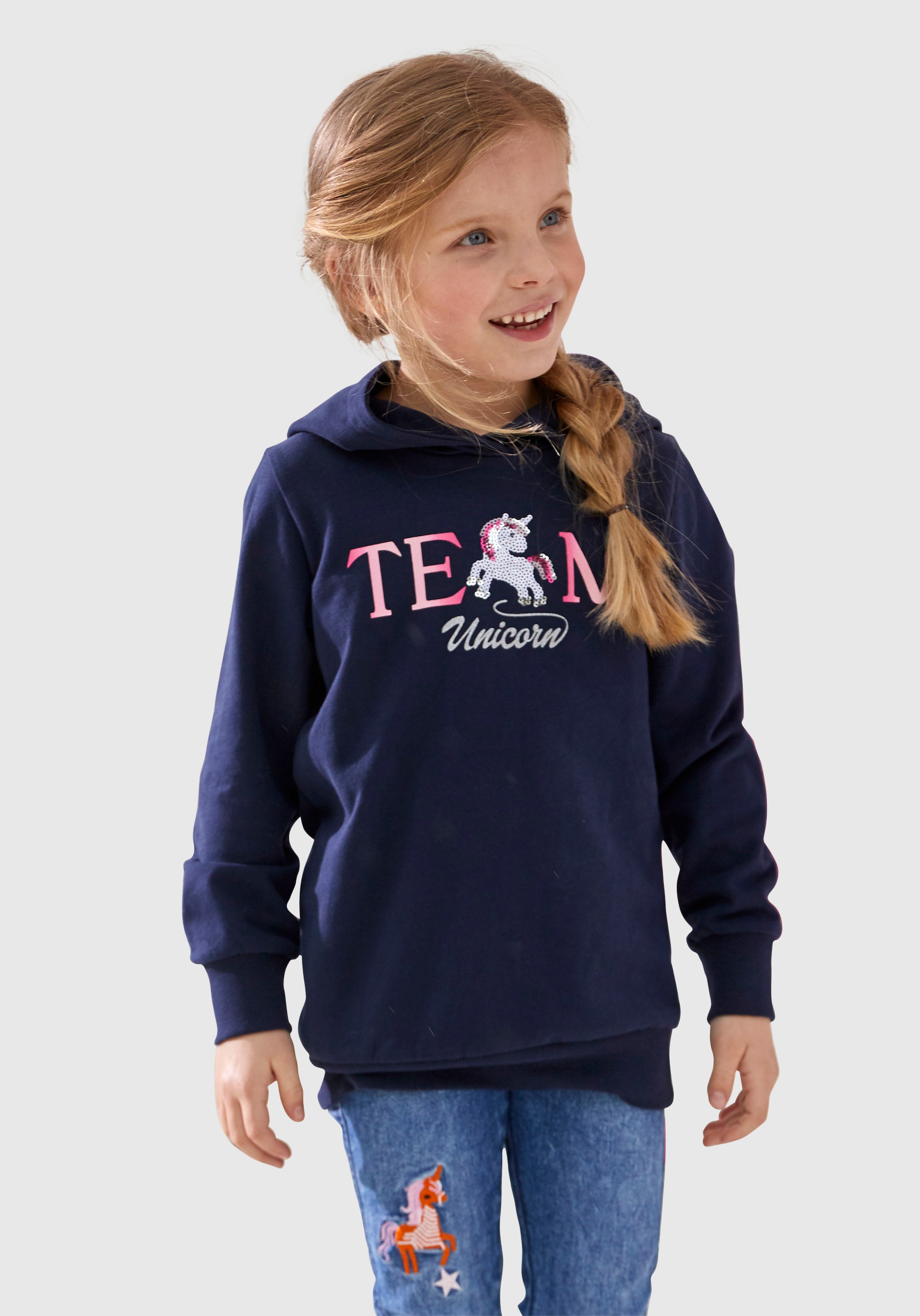 ✵ KIDSWORLD Longsweatshirt »Team UNICORN«, mit Kapuze günstig kaufen |  Jelmoli-Versand