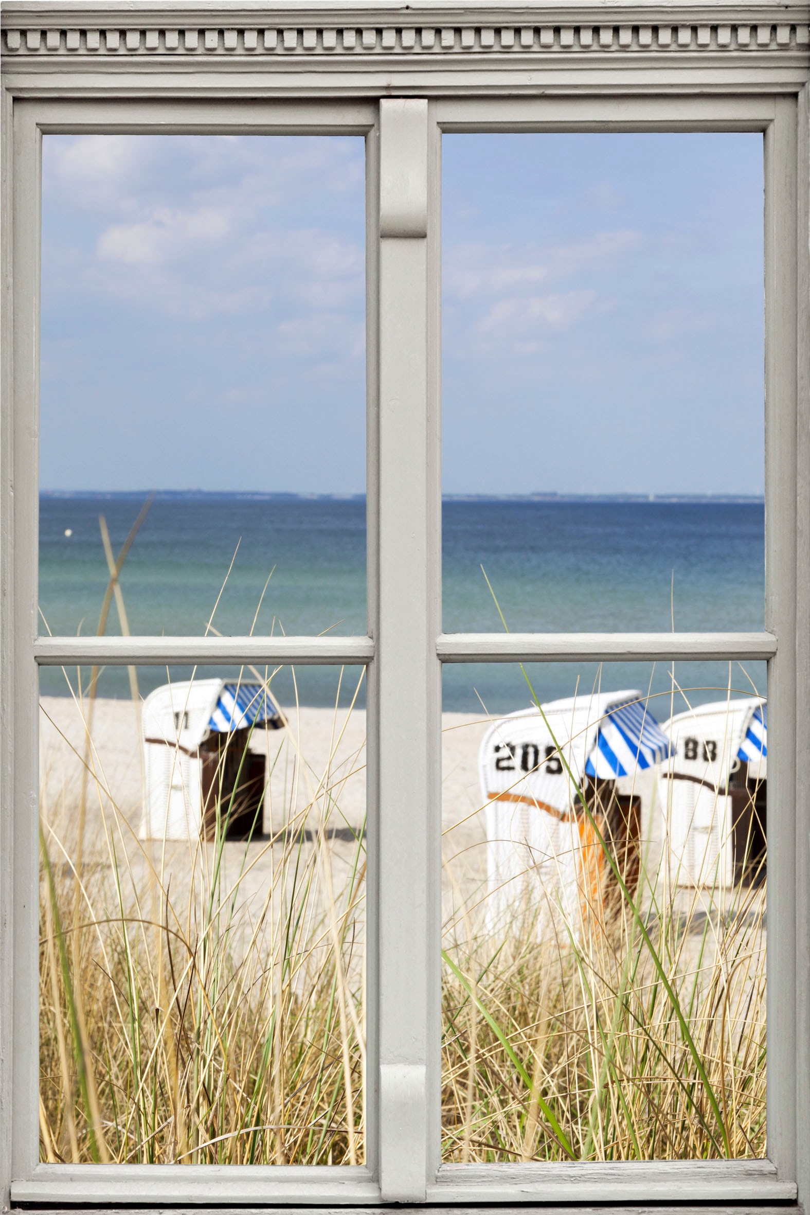 Wandsticker »Strandkörbe«, Wandsticker, Wandbild, selbstklebend, 3D, Fenster