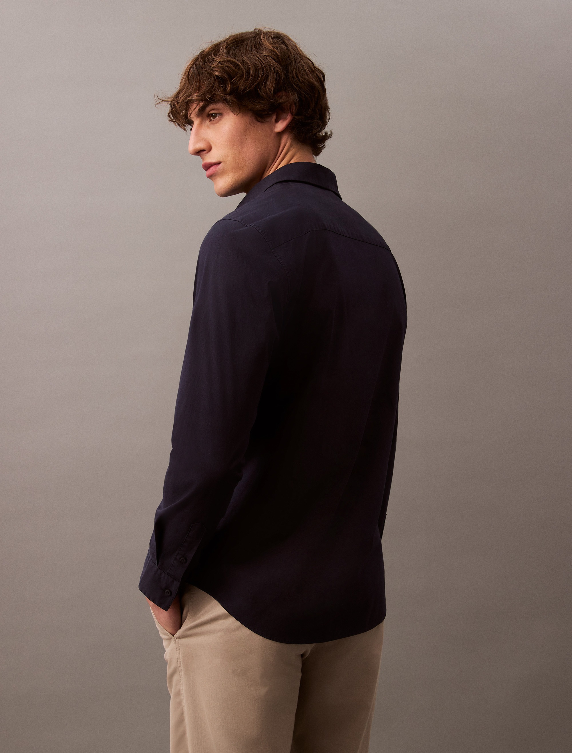 Calvin Klein Langarmhemd »LONG SLEEVE SOLID STRETCH SLIM SHIRT«, in Unifarbe
