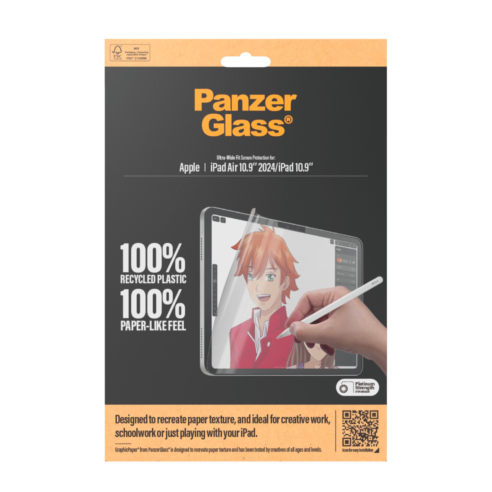 PanzerGlass Displayschutzfolie »Ultra Wide Fit GraphicPaper Screen Protector«, für Apple iPad Air 10.9 2024-Apple iPad 10.9, Schutzfolie, Bildschirmschutz, kratzfest, paperfeel, papierähnlich