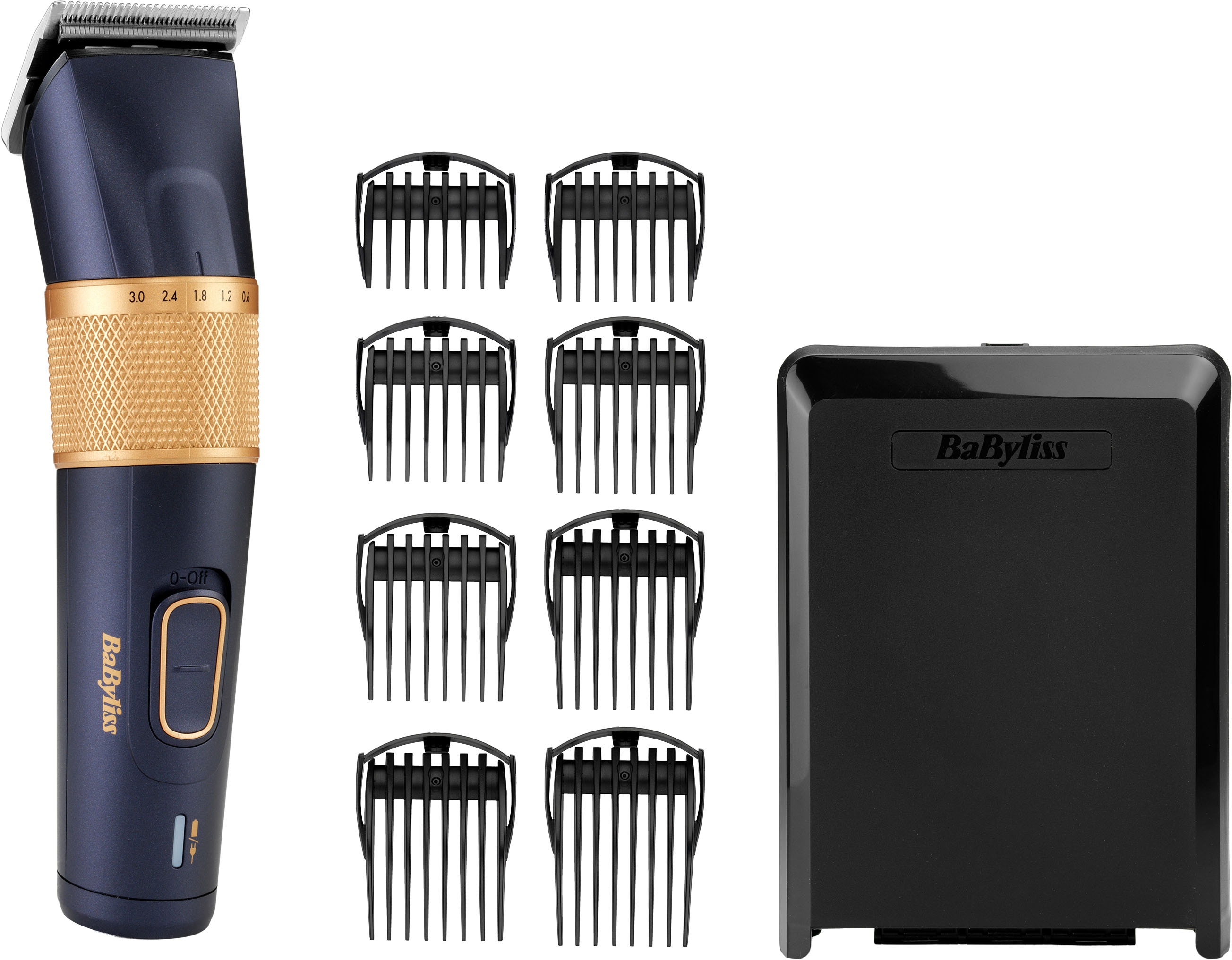 BaByliss Haarschneider "Lithium Power Haarschneider E986E mit Karbon-Titanium-Klingen" 8 Aufsätze Lithium-Ionen-Akku für lange Laufzeit, 45 Schnittlängen