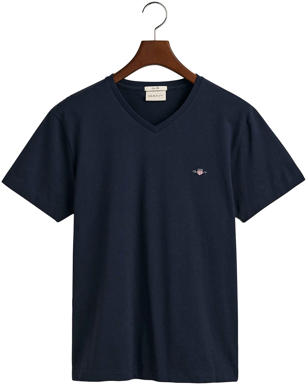 auf online V-NECK kaufen der mit T-Shirt Brust T-SHIRT«, | einer Jelmoli-Versand Logostickerei Gant SHIELD kleinen »SLIM