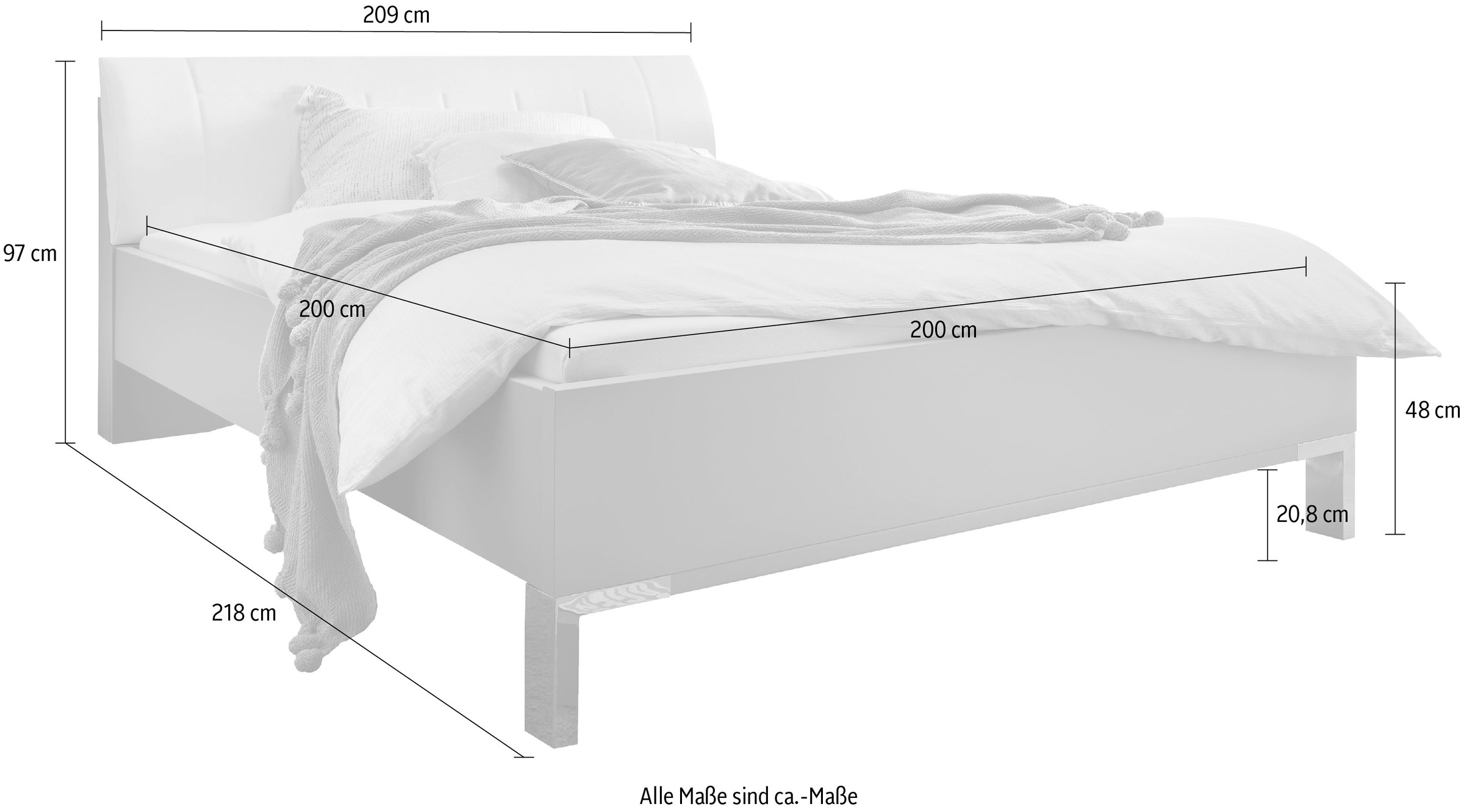 WIEMANN Futonbett »Monaco, Bettgestell, Bettrahmen, komfortables Polsterkopfteil«, (4-fache Liegehöhenverstellung, MADE IN GERMANY), Polsterkopfteil aus Kunstleder, verschiedene Grössen, in Komforthöhe