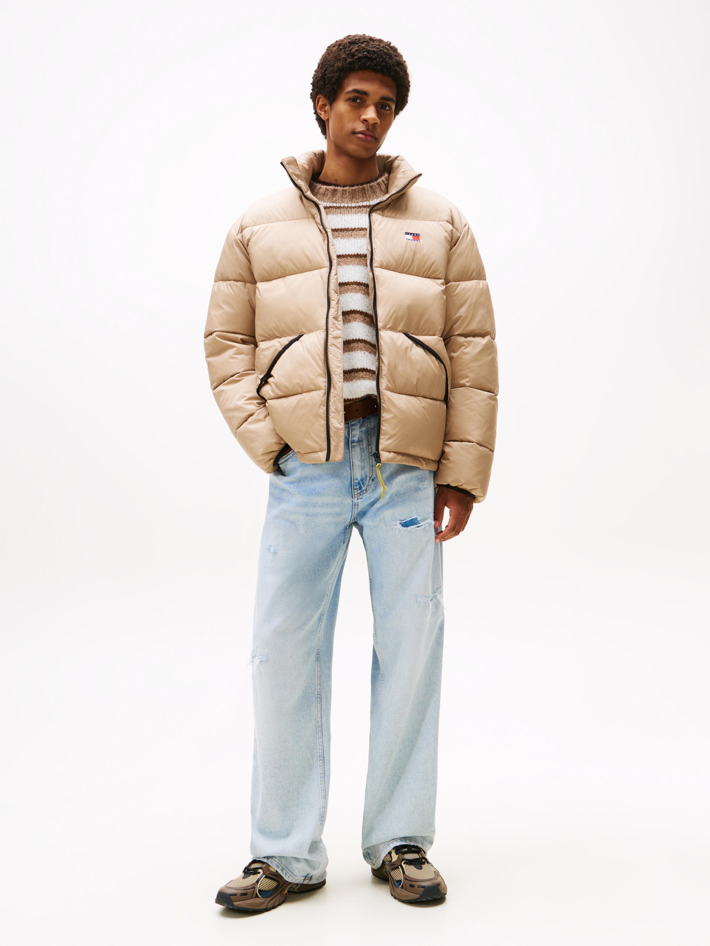 Tommy Jeans Steppjacke »VAIL PUFFER«, ohne Kapuze, Übergangsjacke Regular fit mit Rundhalsausschnitt