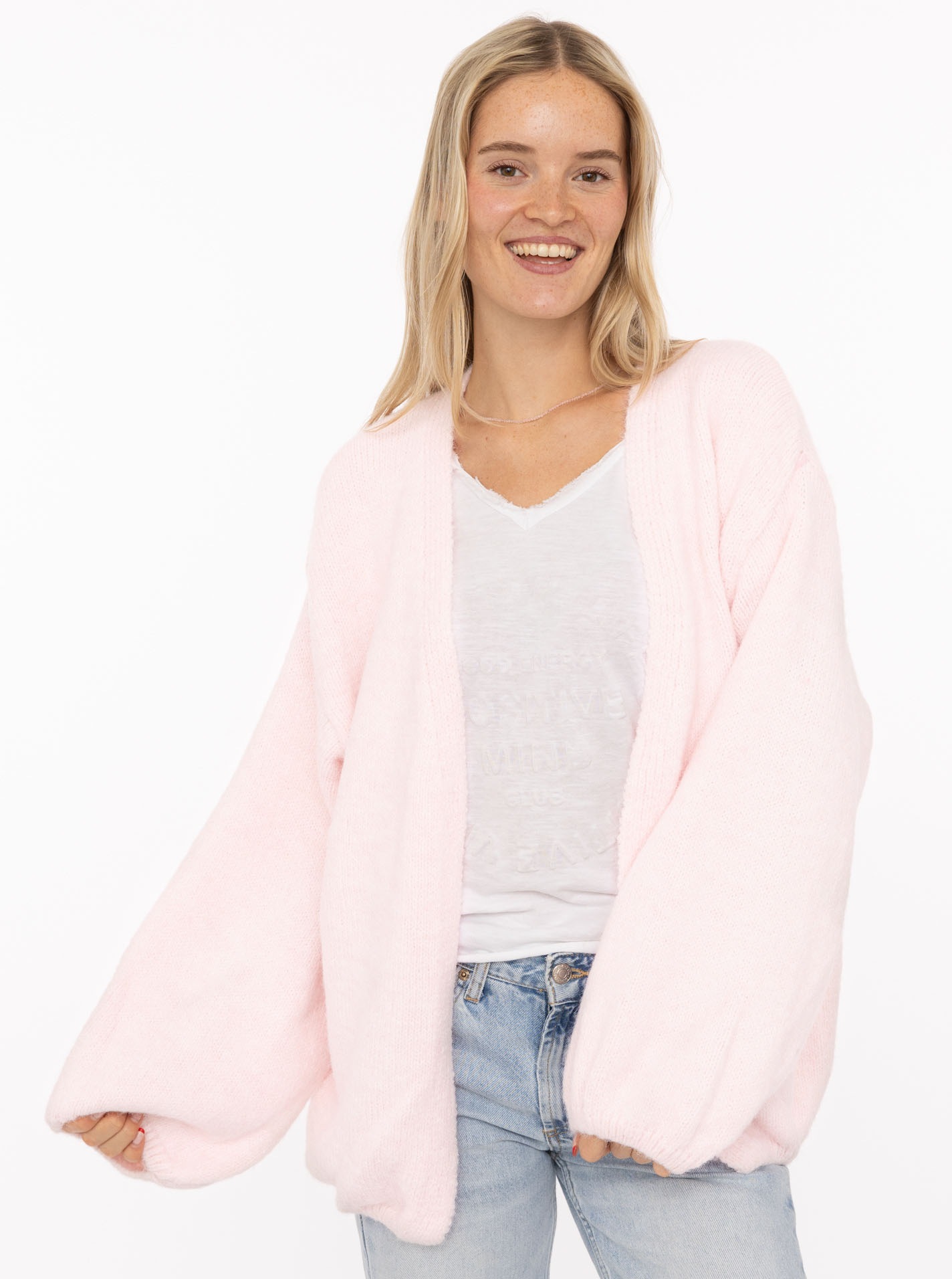 Zwillingsherz Strickjacke offen, ohne Verschluss, mit Wollanteil