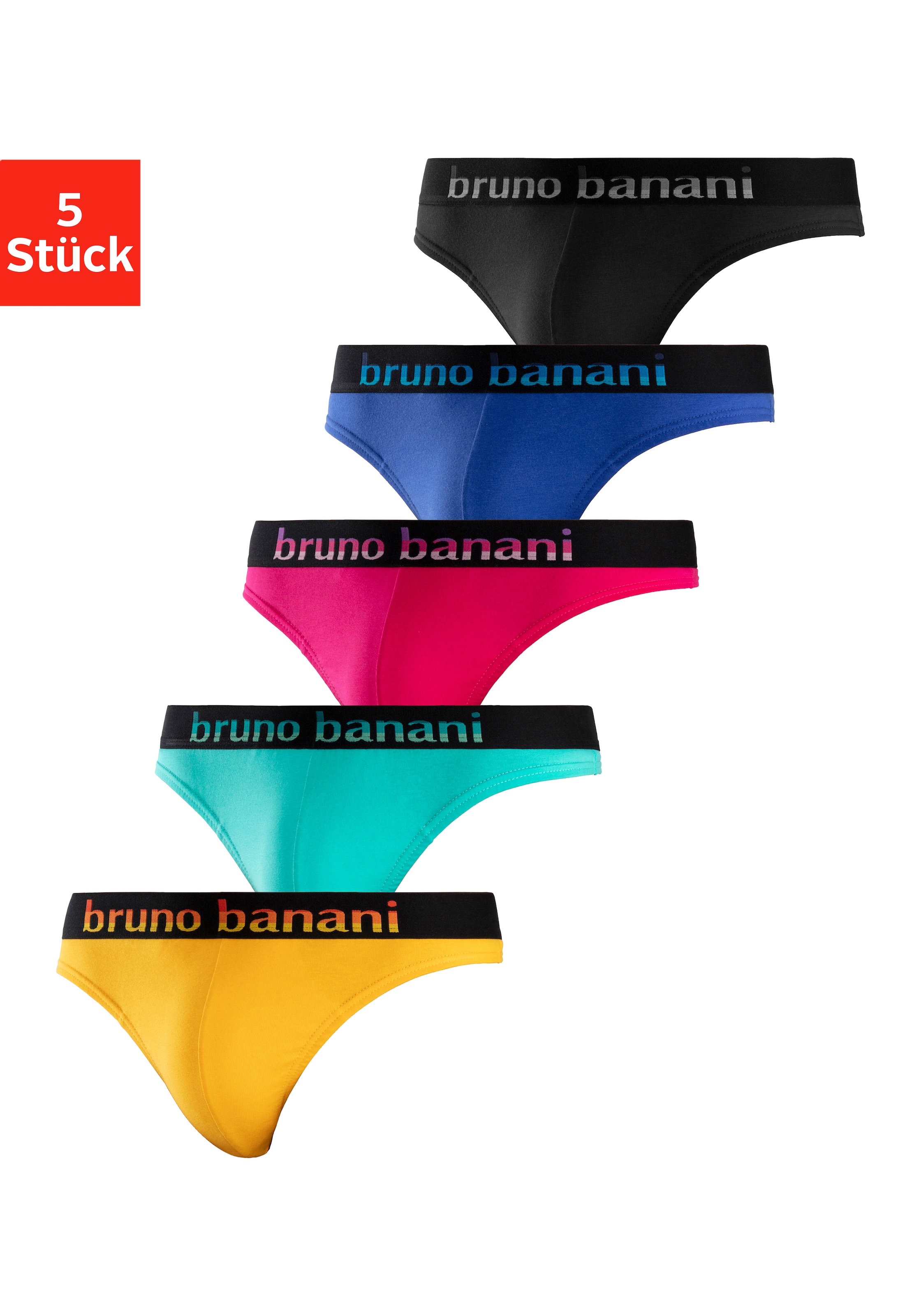 Bruno Banani String Packung, 5 Stk. mit Streifen Logo Webbund