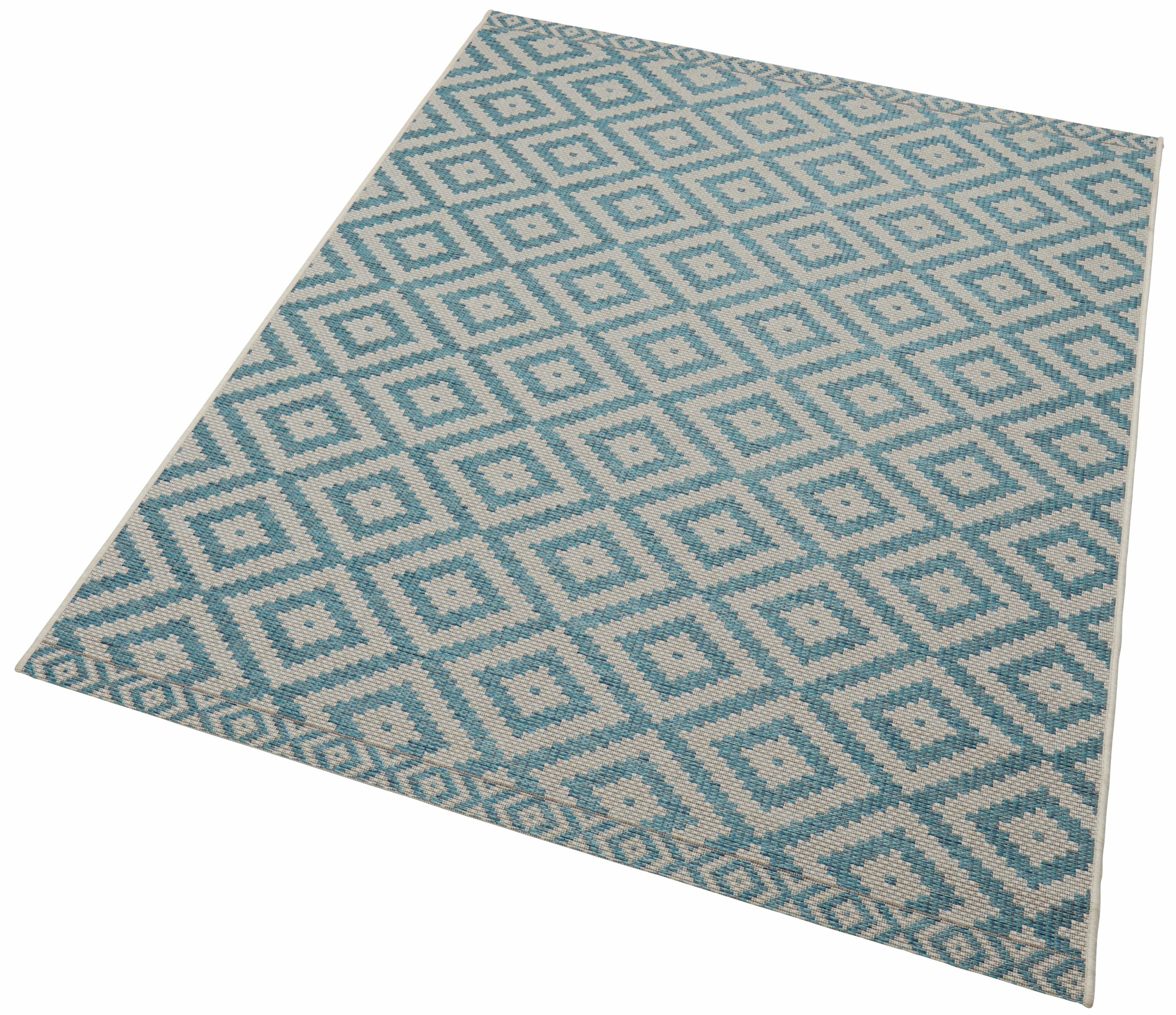 freundin Home Collection Teppich »Summer«, rechteckig, In-und Outdoor geeignet, Rauten Design, Pflegeleicht, Flachgewebe