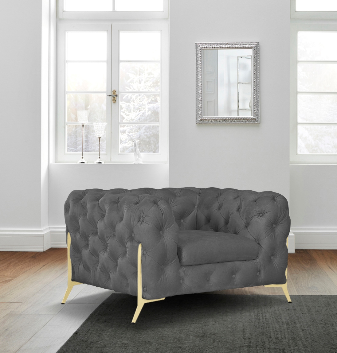 Leonique Chesterfield-Sessel »Amaury Sessel«, aufwändige Knopfheftung, moderne Chesterfield Optik, Fussfarbe wählbar