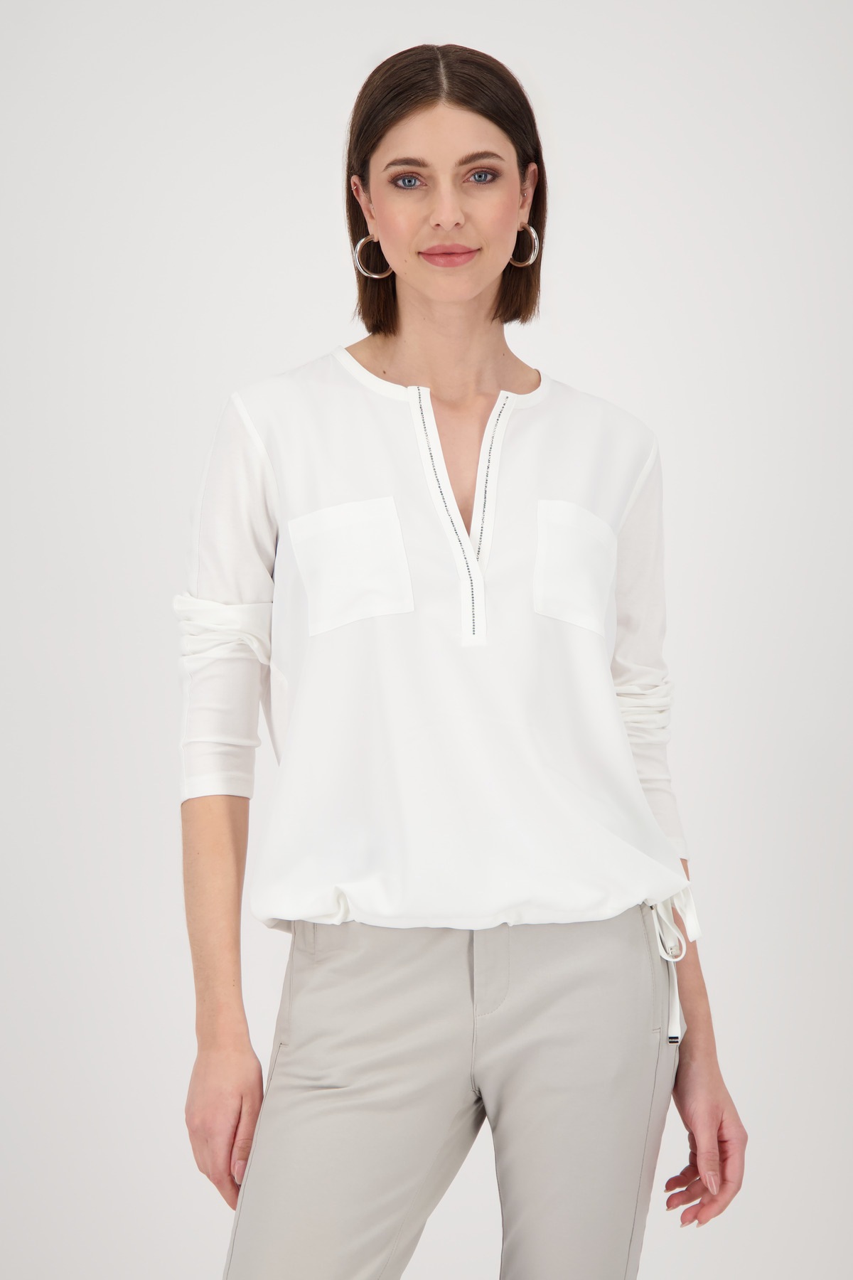 Monari Schlupfbluse »Schluse Basic Schmuck« mit aufgesetzten Taschen