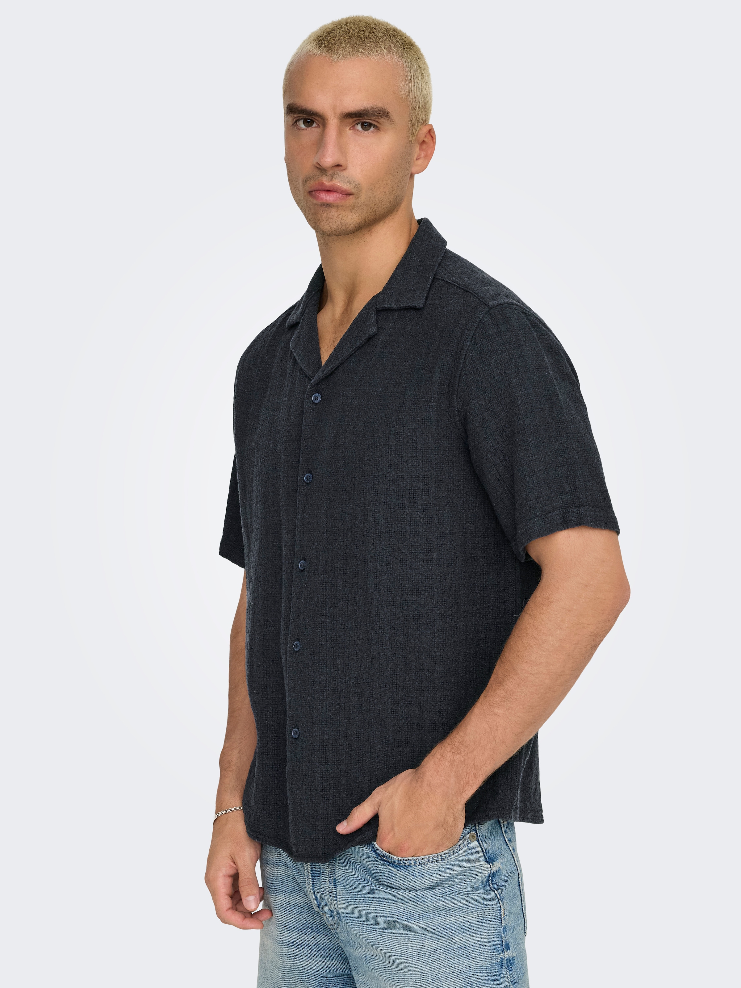 ONLY & SONS Kurzarmhemd »ONSLATHAM RLXSS RESORT LINEN STRUC 0257«