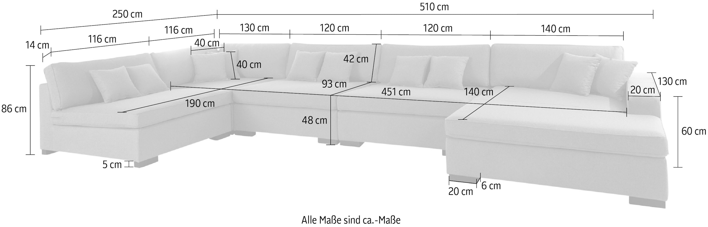 Guido Maria Kretschmer Home&Living Wohnlandschaft »Skara XXL U-Form«, Lounge-Sofa XXL mit Federkern-Polsterung, in vielen Bezugsvarianten