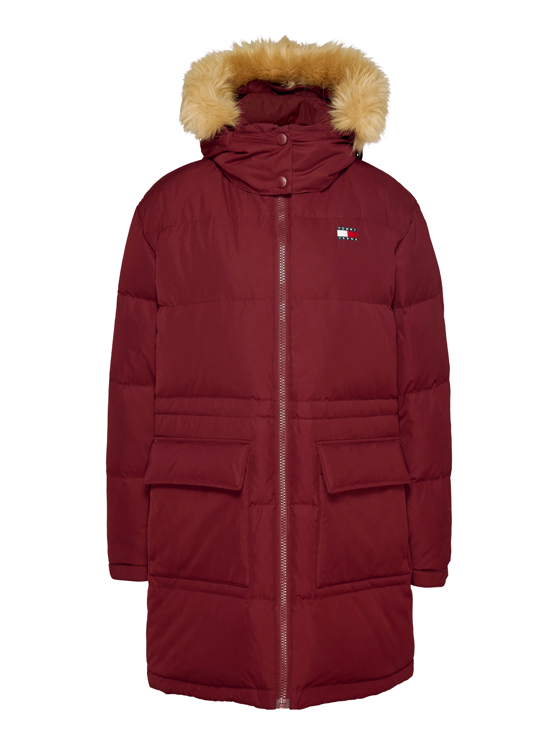 Tommy Jeans Steppjacke »TJW MIDI ALASKA FAUX FUR«, mit Kapuze, mit Fellimitat