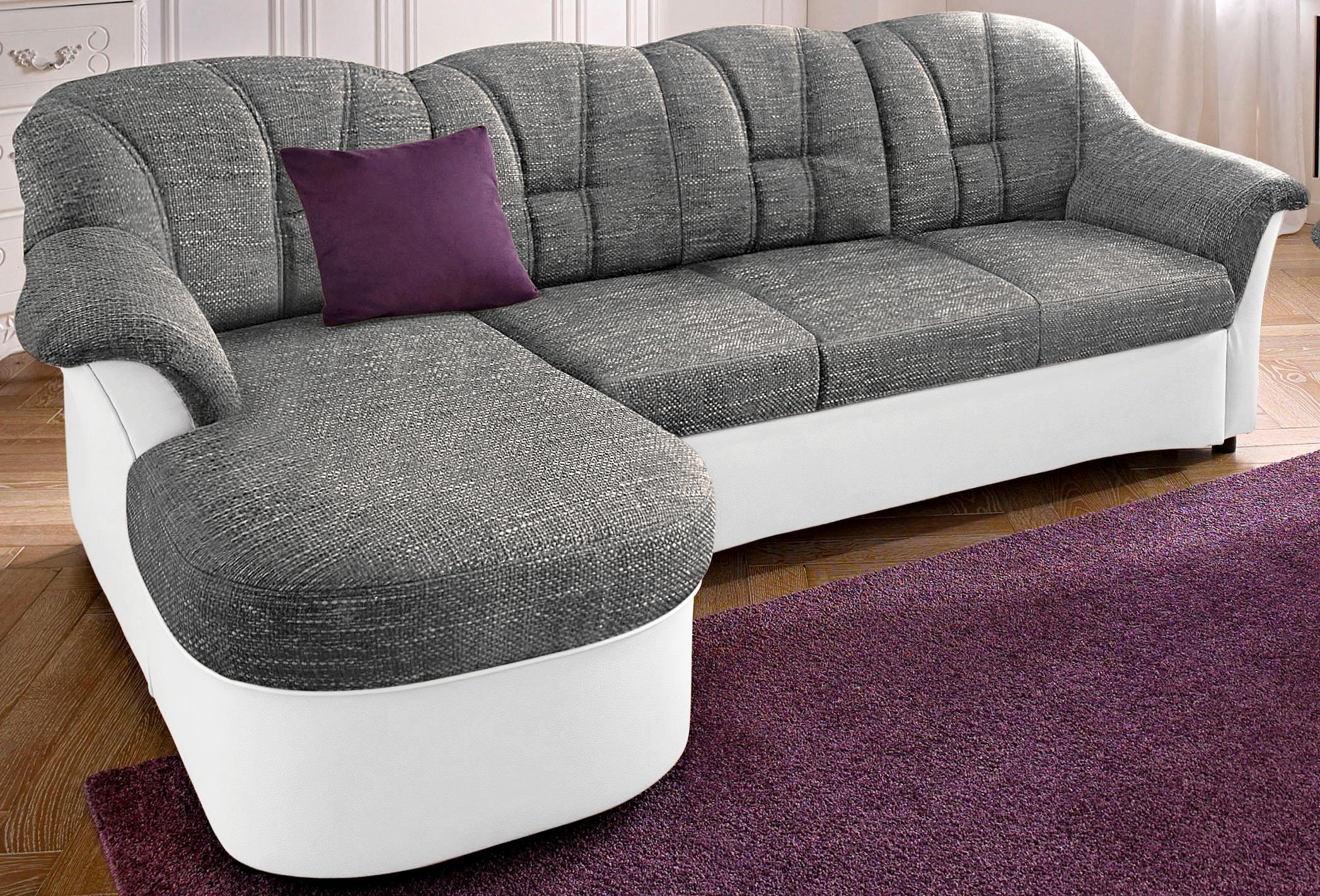 DOMO collection Ecksofa "Flores Schlafsofa, B/T/H: 233/142/86 cm, L-Form" wahlweise mit Bettfunktion, wahlweise mit Federkern, auch in Leder