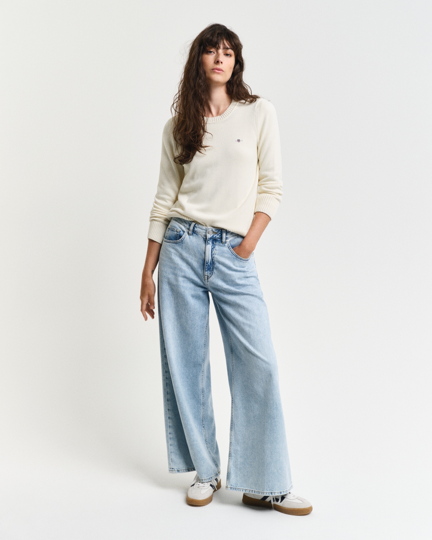 Gant Rundhalspullover »CLASSIC COTTON C-NECK«, mit Zopfstrickmuster