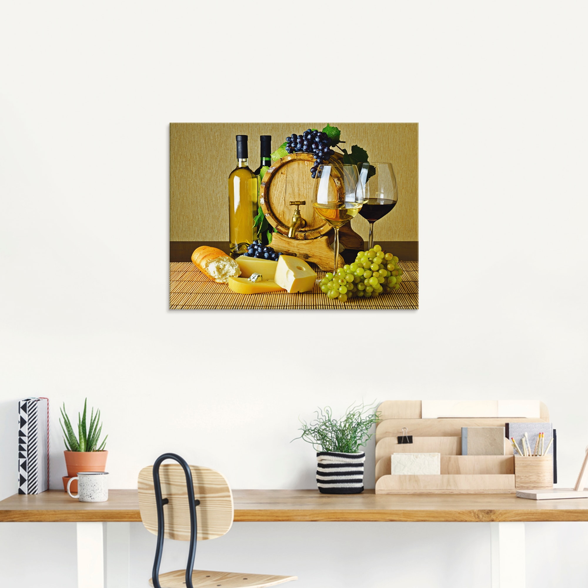 Artland Glasbild »Käse, Wein und Trauben«, Lebensmittel, (1 St.), in verschiedenen Grössen