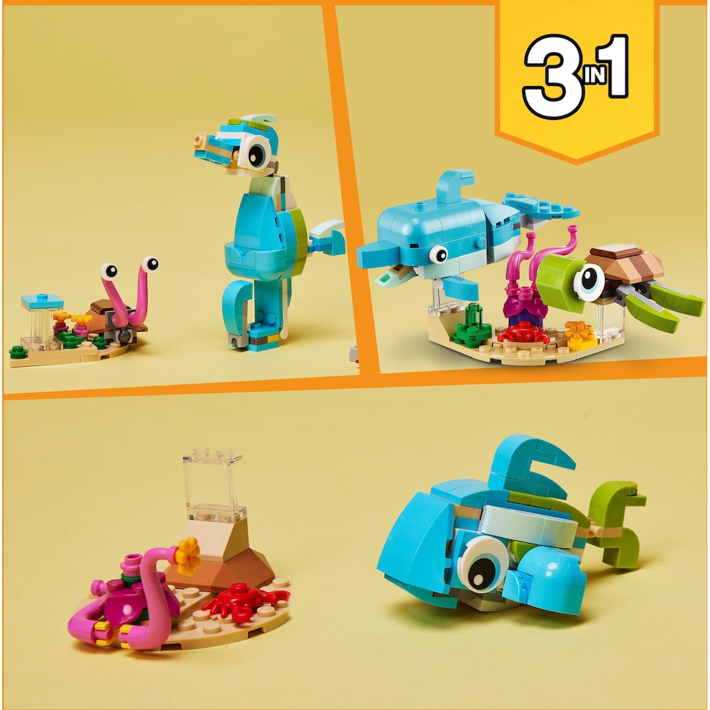 LEGO® Konstruktionsspielsteine »Delfin und Schildkröte (31128), LEGO® Creator 3in1«, (137 St.)