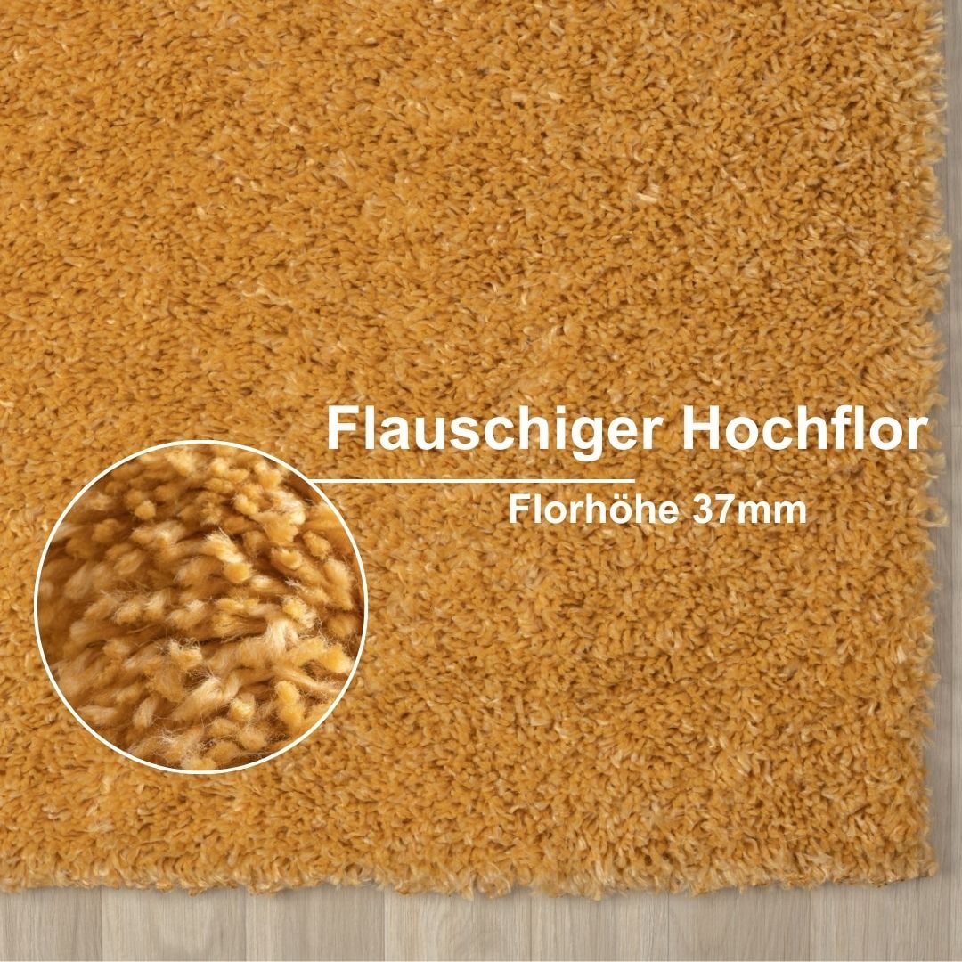 Myflair Möbel & Accessoires Hochflor-Läufer »My Shaggy«, rechteckig, 37 mm Höhe, Shaggy, Uni Farben, leicht glänzend, Microfaser, extra flauschig