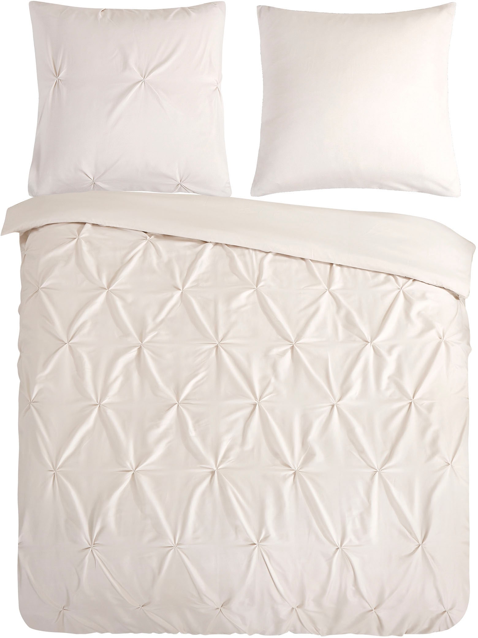 PURE luxury collection Bettwäsche »Elegance«, Mikrofaser, Uni, Stickerei, luxuriöse Falten, Reissverschluss, Grün