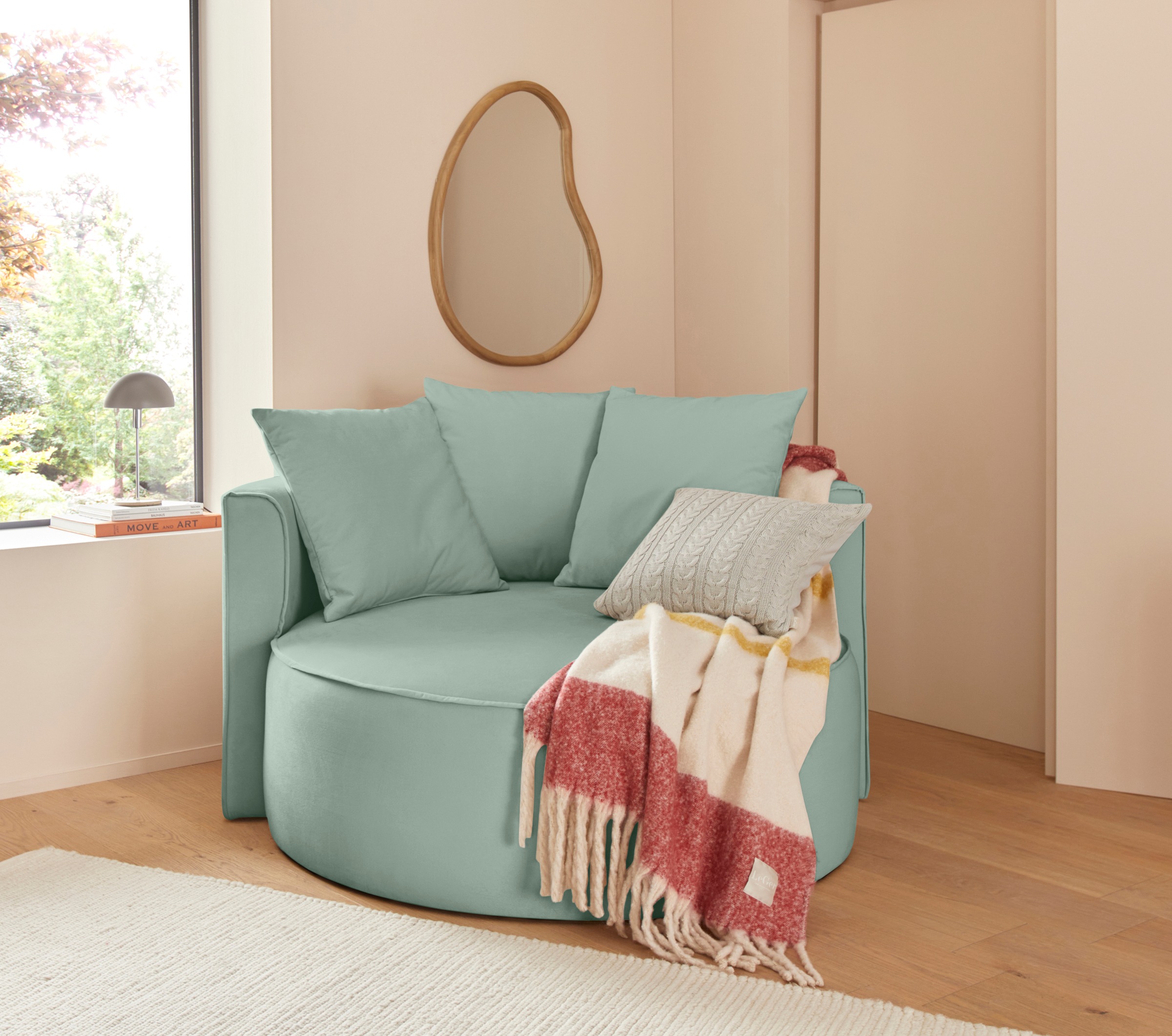LeGer Home by Lena Gercke XXL-Sessel »Isalie, Lesesessel, Loveseat, inklusive Zierkissen«, extra grosse Sitzfläche, optional mit Hocker, Cord, Samt, Bouclé