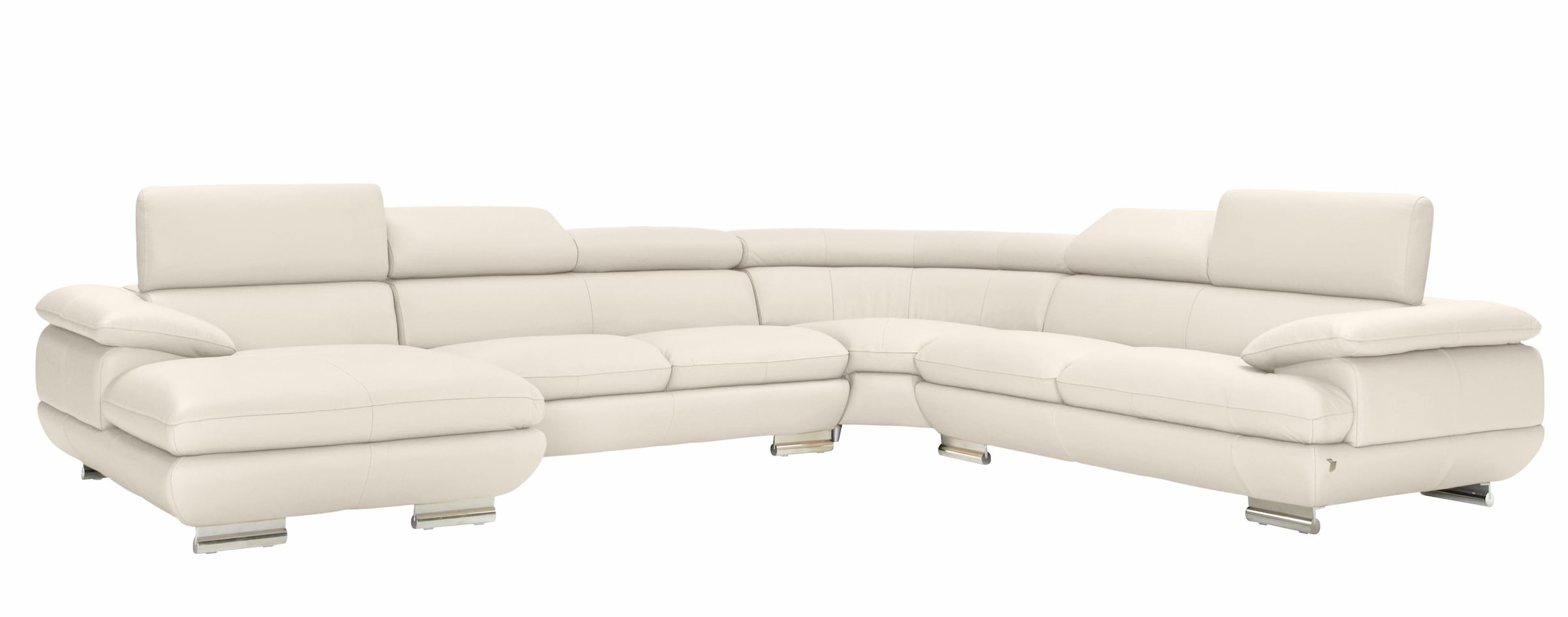 CALIA ITALIA Wohnlandschaft »Magic, italienisches Sofa zum Träumen, erstklassiger Sitzkomfort«, verstellbaren Kopfstützen zum Relaxen, in 2 Lederqualitäten, U-Form