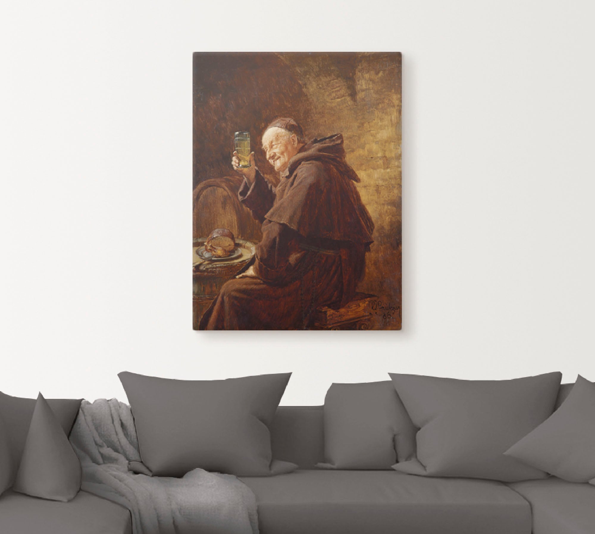 Artland Wandbild »Mönch bei der Weinprobe.«, Mann, (1 St.), als Leinwandbild, Poster in verschied. Grössen