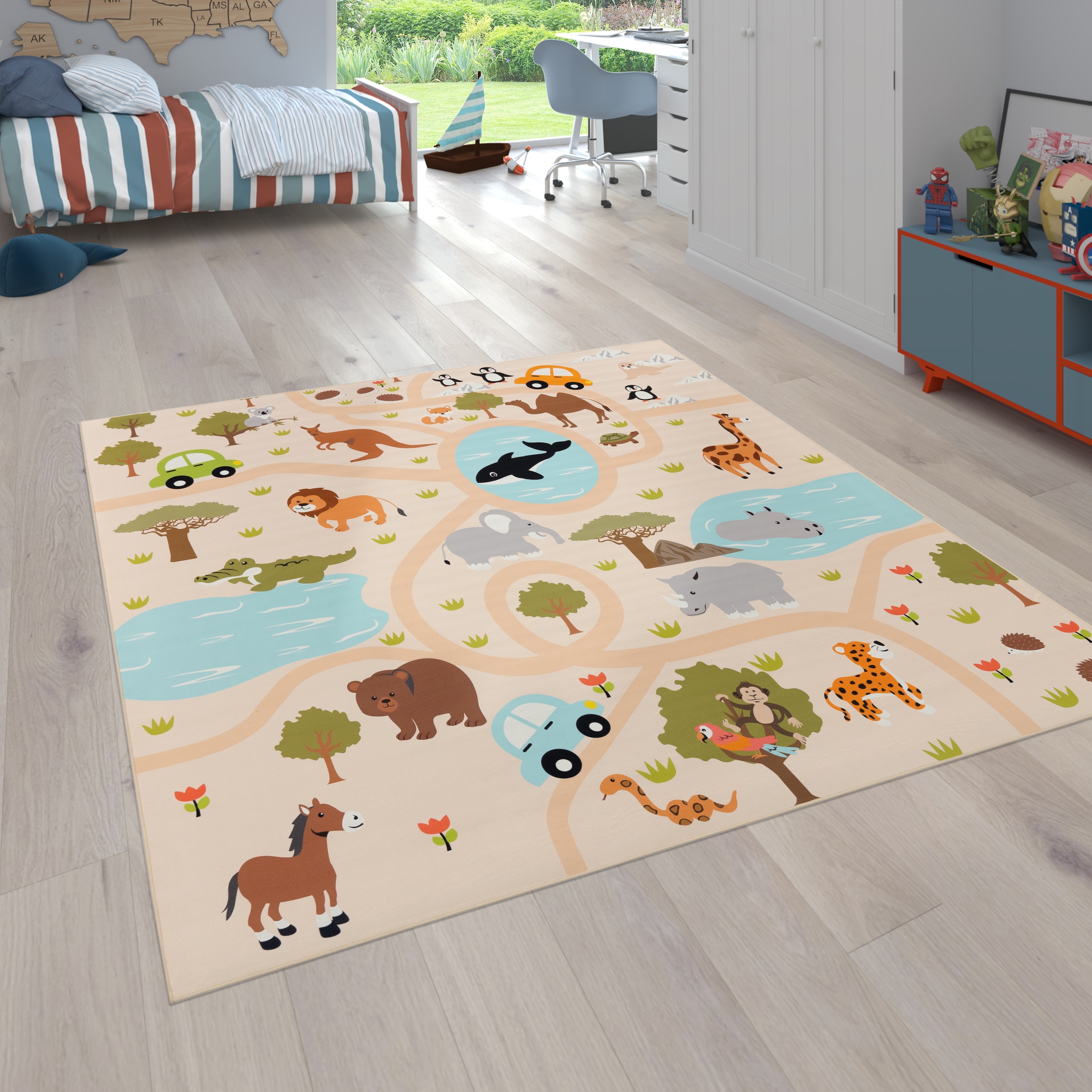 Paco Home Kinderteppich »Bino 580«, rechteckig, Spielteppich, Motiv Strasse & Autos, Kinderzimmer