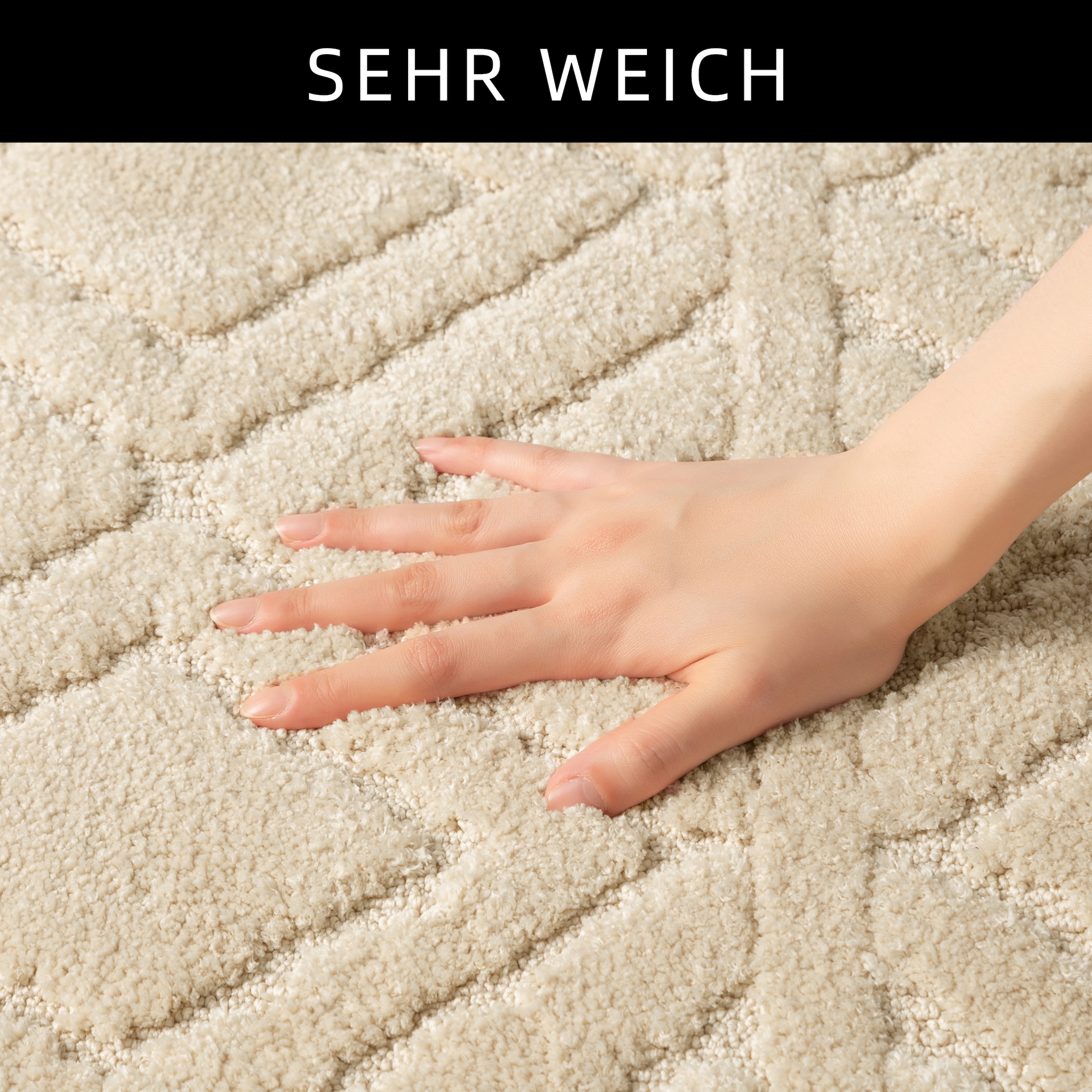 my home Badematte »Louvres, Badvorleger, Badezimmer Teppich, Duschvorleger«, rutschhemmend beschichtet, schnell trocknend, Badteppich, Uni Farben, Hoch-Tief Effekt, Boho-Style