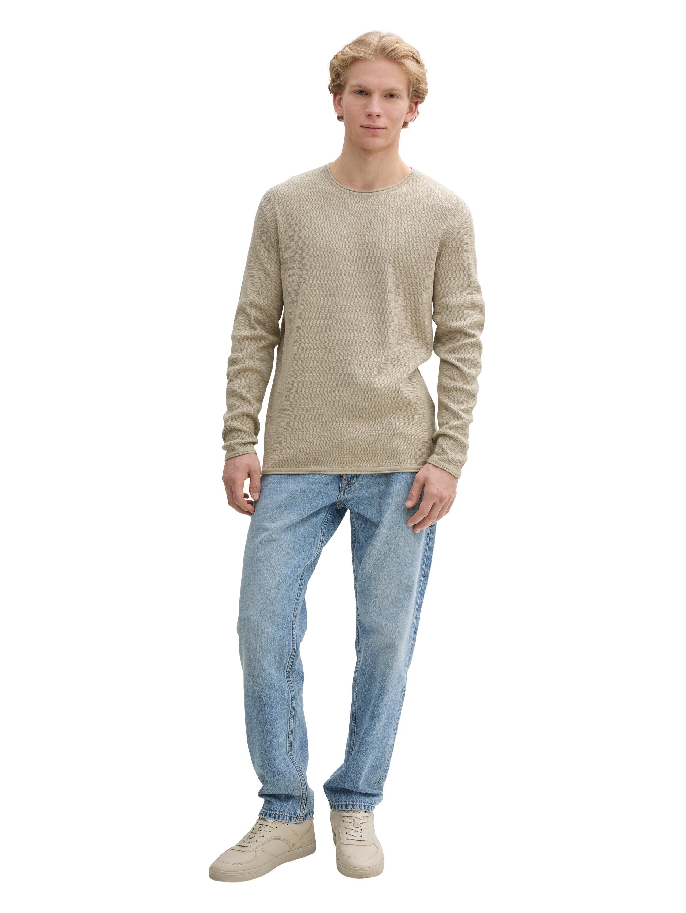 TOM TAILOR Denim Rundhalspullover, mit Struktur
