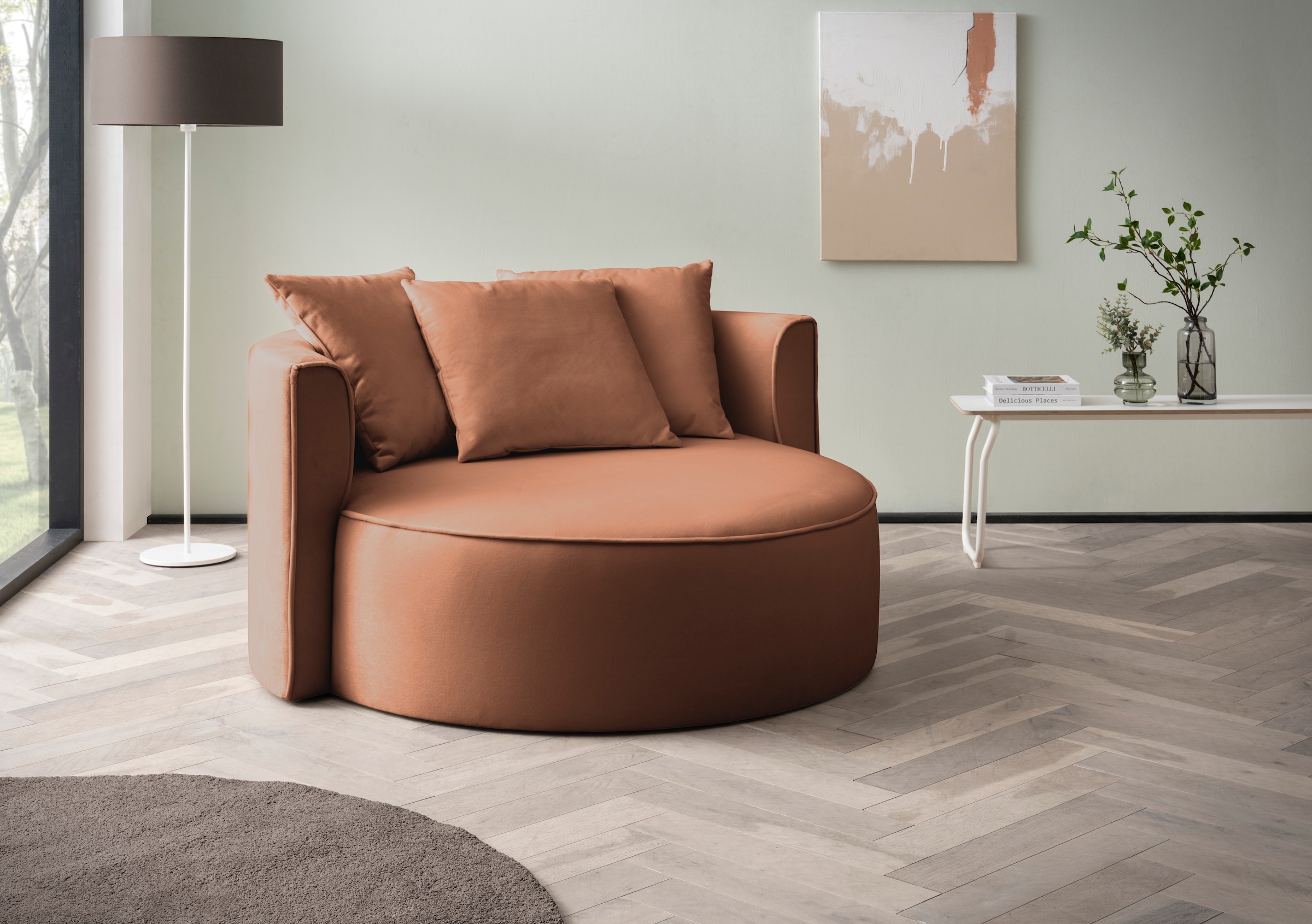 LeGer Home by Lena Gercke XXL-Sessel »Isalie, Sessel in modernen Farben, Lesesessel, Loveseat, Big-Sessel«, trendige Stoffe, mit 3 Zierkissen, grosse Sitzfläche, Hocker optional