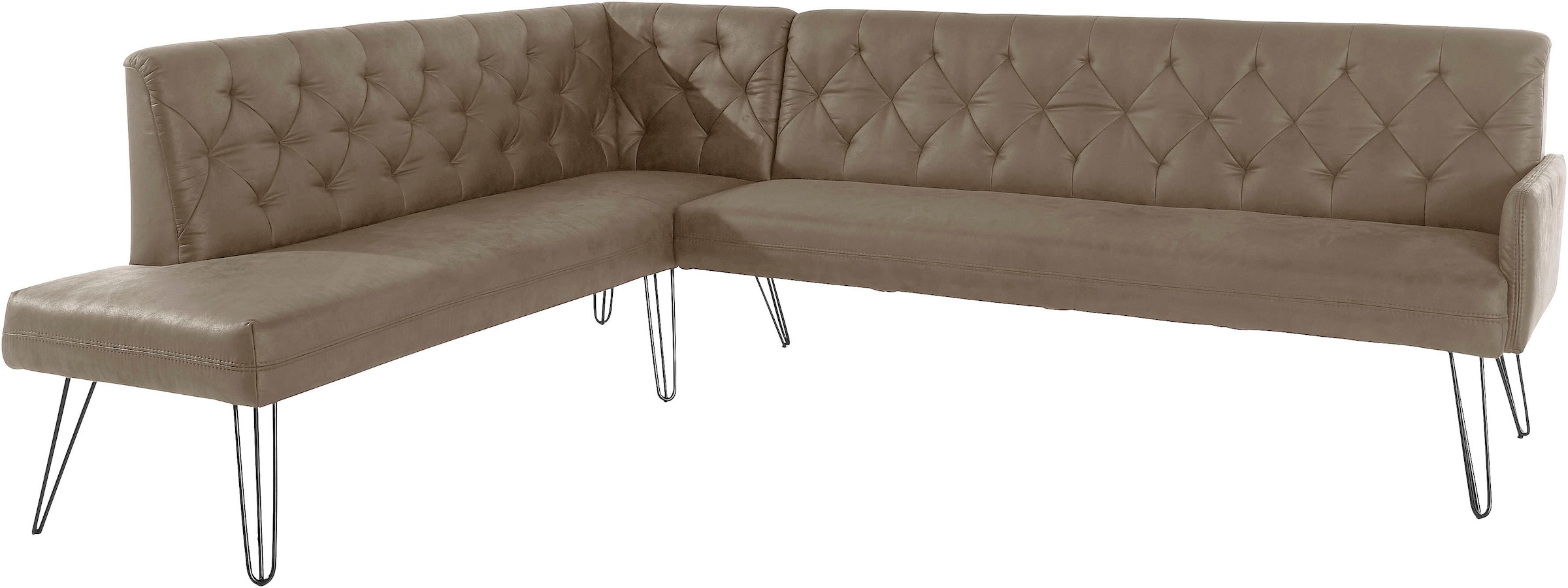 exxpo - sofa fashion Eckbank »Doppio, Chesterfield Optik, komfortabel und bequem, hohe Designfüsse«, Frei im Raum stellbar