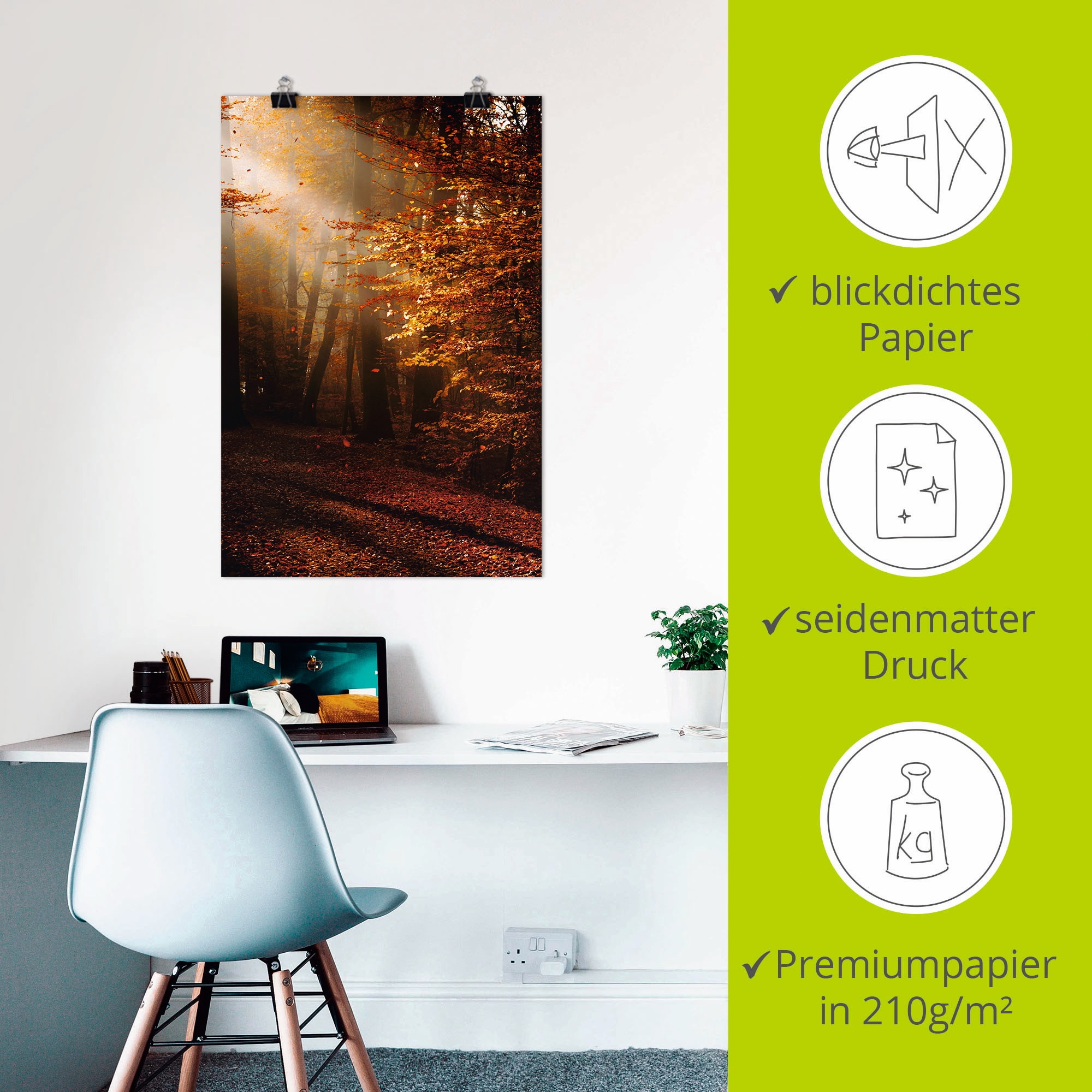 Artland Wandbild »Sonnenaufgang im Herbst«, Wald, (1 St.), als Leinwandbild, Poster in verschied. Grössen