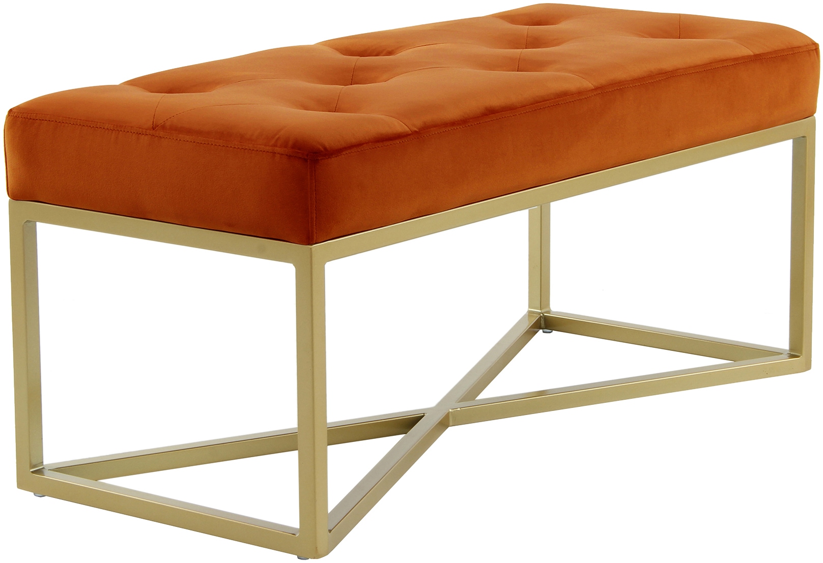 Kayoom Sitzhocker »Sitzbank Cameron 125 Orange / Goldfarben«, (1 St.), bequem, elegant, mit Zierknöpfen