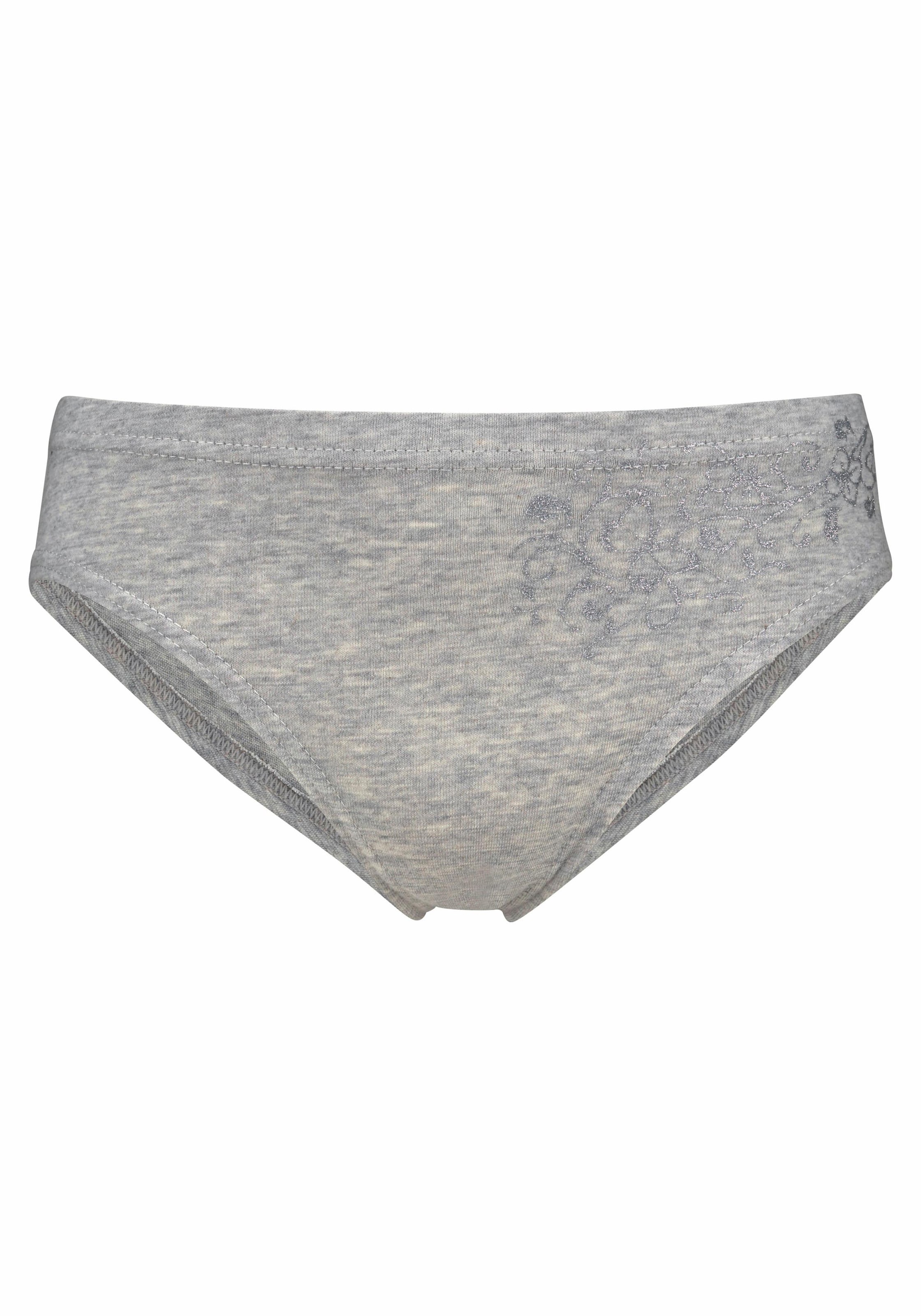 petite fleur Slip, (Packung, 4 St.), schöner Basic für jeden Tag, mit floralem Glitzerdruck