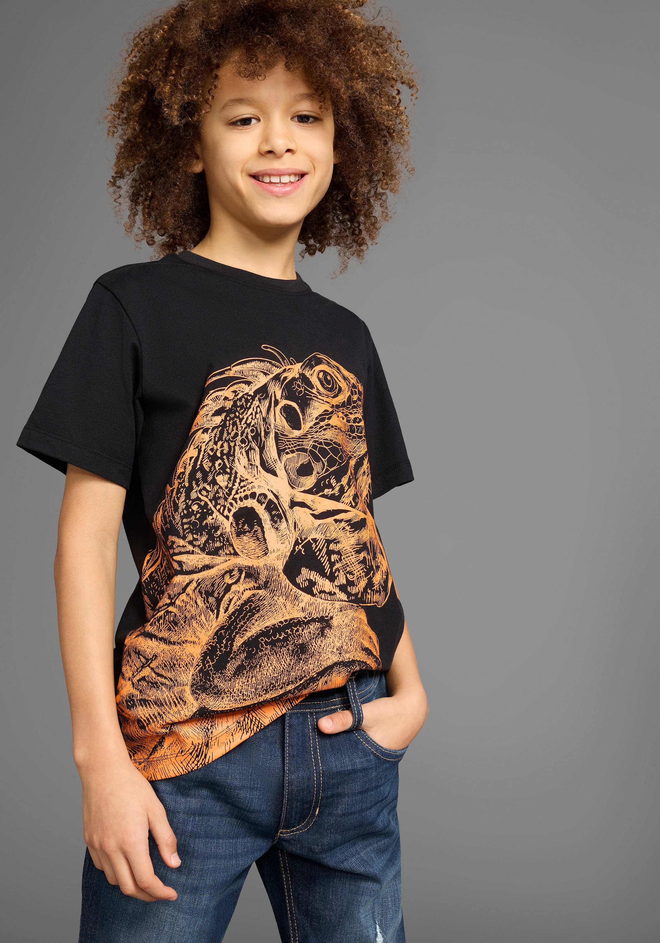 KIDSWORLD T-Shirt »GECKO«, Kurzarm, Basic-Passform, bedruckt, Rundhalsausschnitt