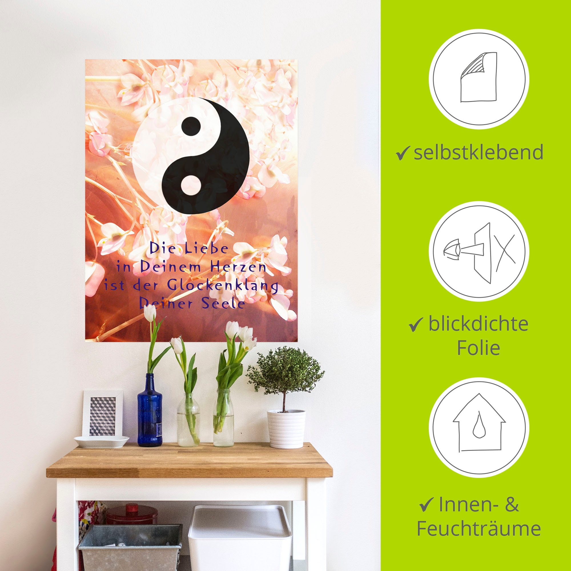 Artland Wandbild »Yin Yang Glockenklang«, Spirituelle Bilder, (1 St.), als Poster, Wandaufkleber in verschied. Grössen