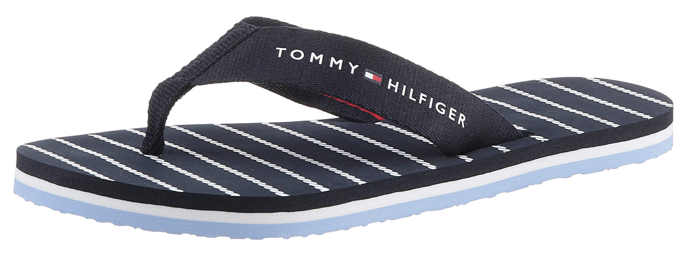 Zehentrenner »TOMMY ESSENTIAL ROPE SANDAL«, mit gestreifter Decksohle