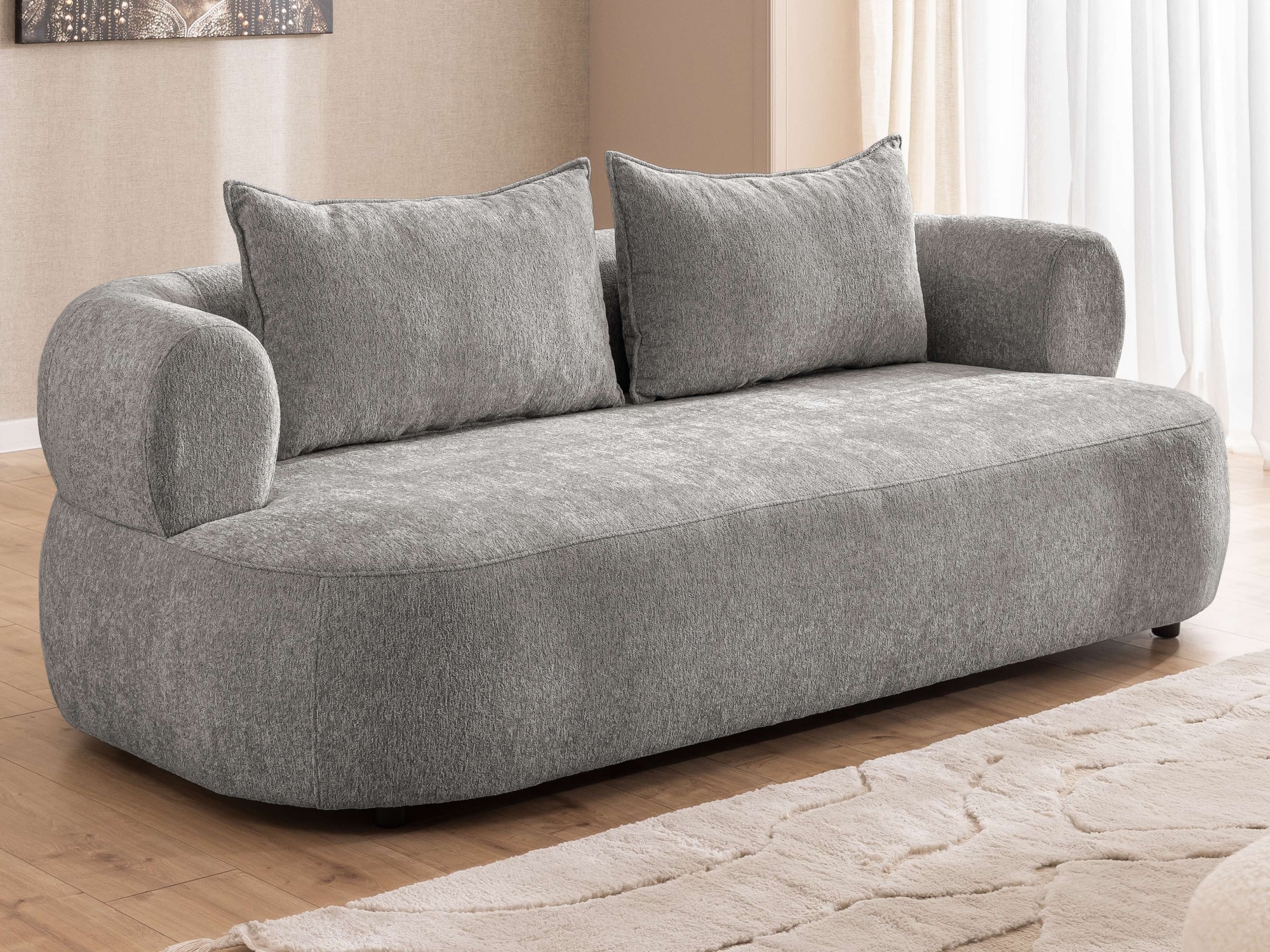 Home affaire 3-Sitzer "LUSSAC 3-Sitzer Design-Sofa mit Zierkissen, Masse B/T/H: 202/123/78 cm" hoher Sitzkomfort und modernes Design, Sofa ohne Bettfunktion