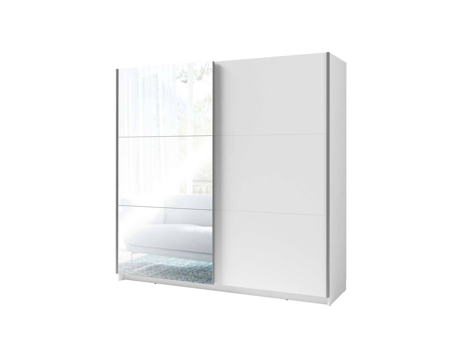 Home affaire Kleiderschrank »Kleiderschrank Fresno mit 5 Einlegeböden, Spiegel und Kleiderstange«, Garderobe mit 2 Schwebetüren, B/H/T 200/207/62 cm