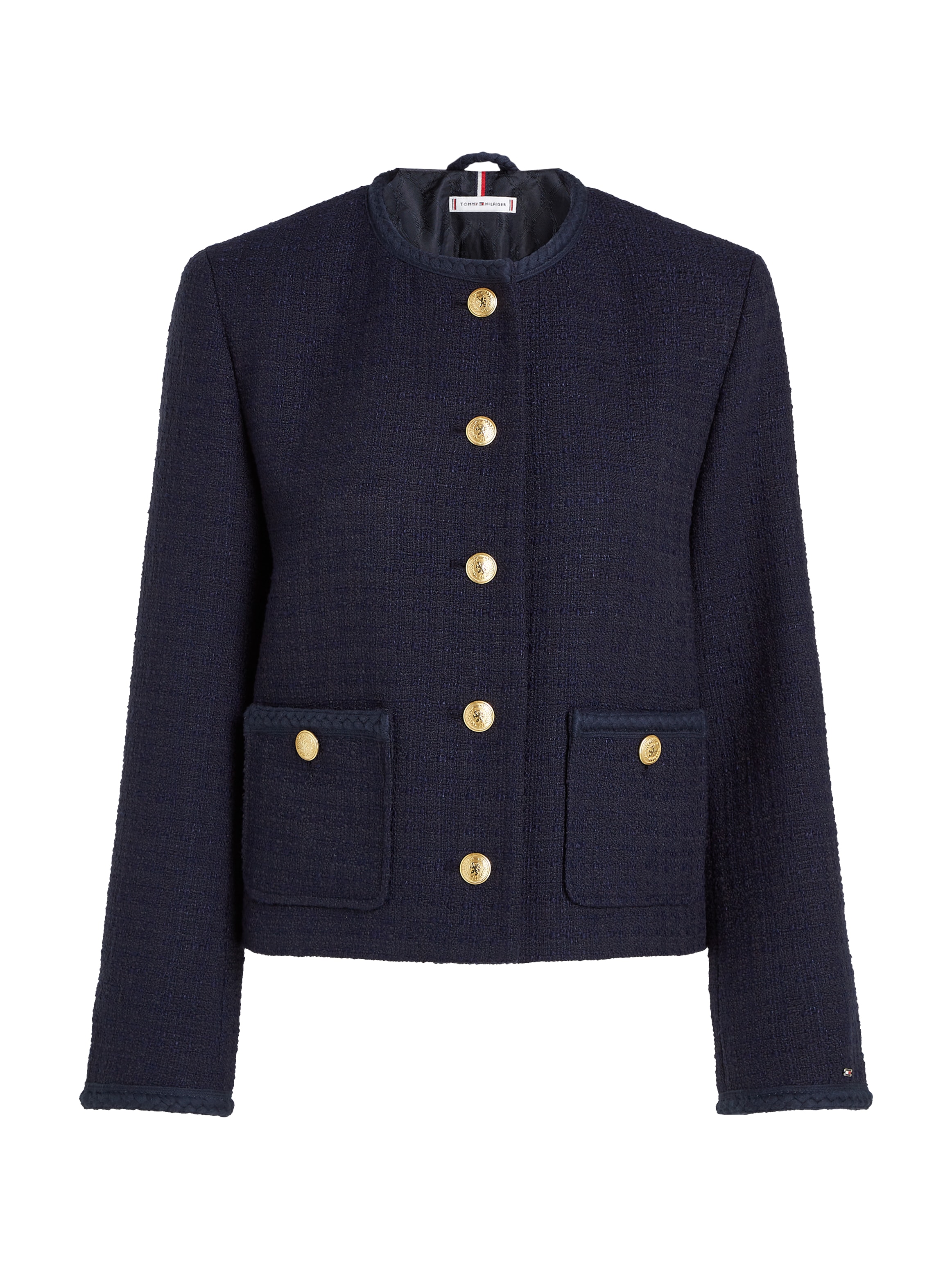 Tommy Hilfiger Kurzblazer »TWEED CO MIX CREW NECK JACKET«, Tweed Qualität, Rundhals