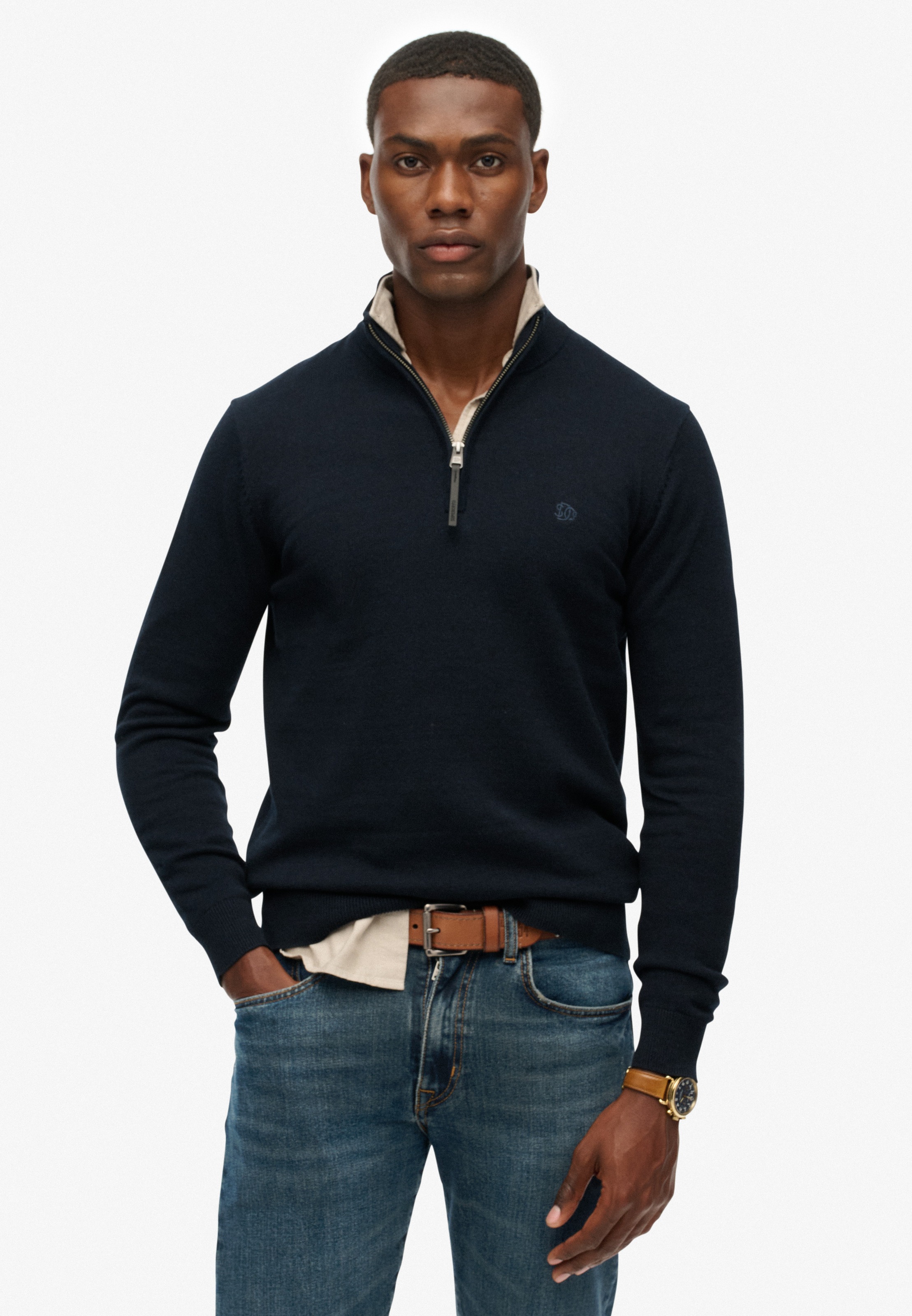 Superdry Strickpullover »ESSENTIALS COTTON HALF ZIP«