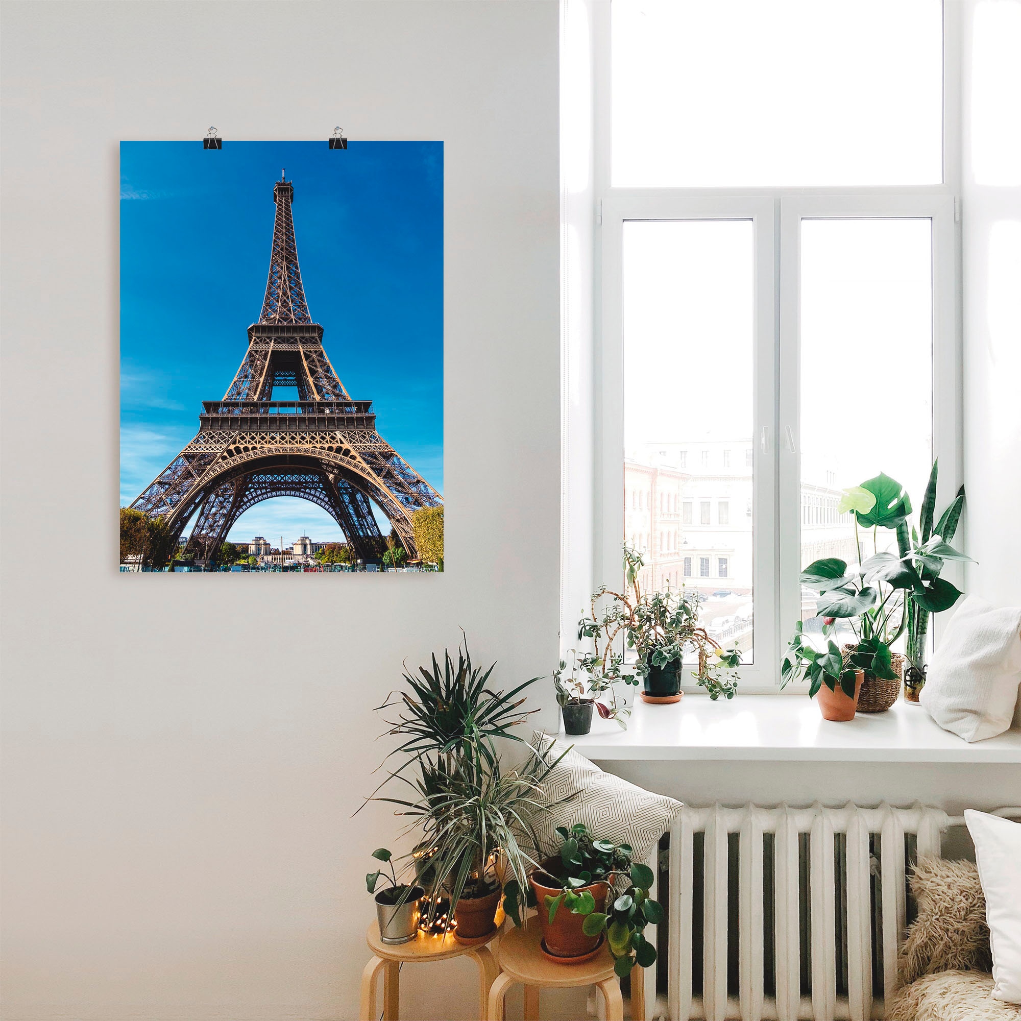 Artland Poster »Blick auf den Eiffelturm in Paris II«, Gebäude, (1 St.), als Alubild, Leinwandbild, Wandaufkleber oder Poster in versch. Grössen