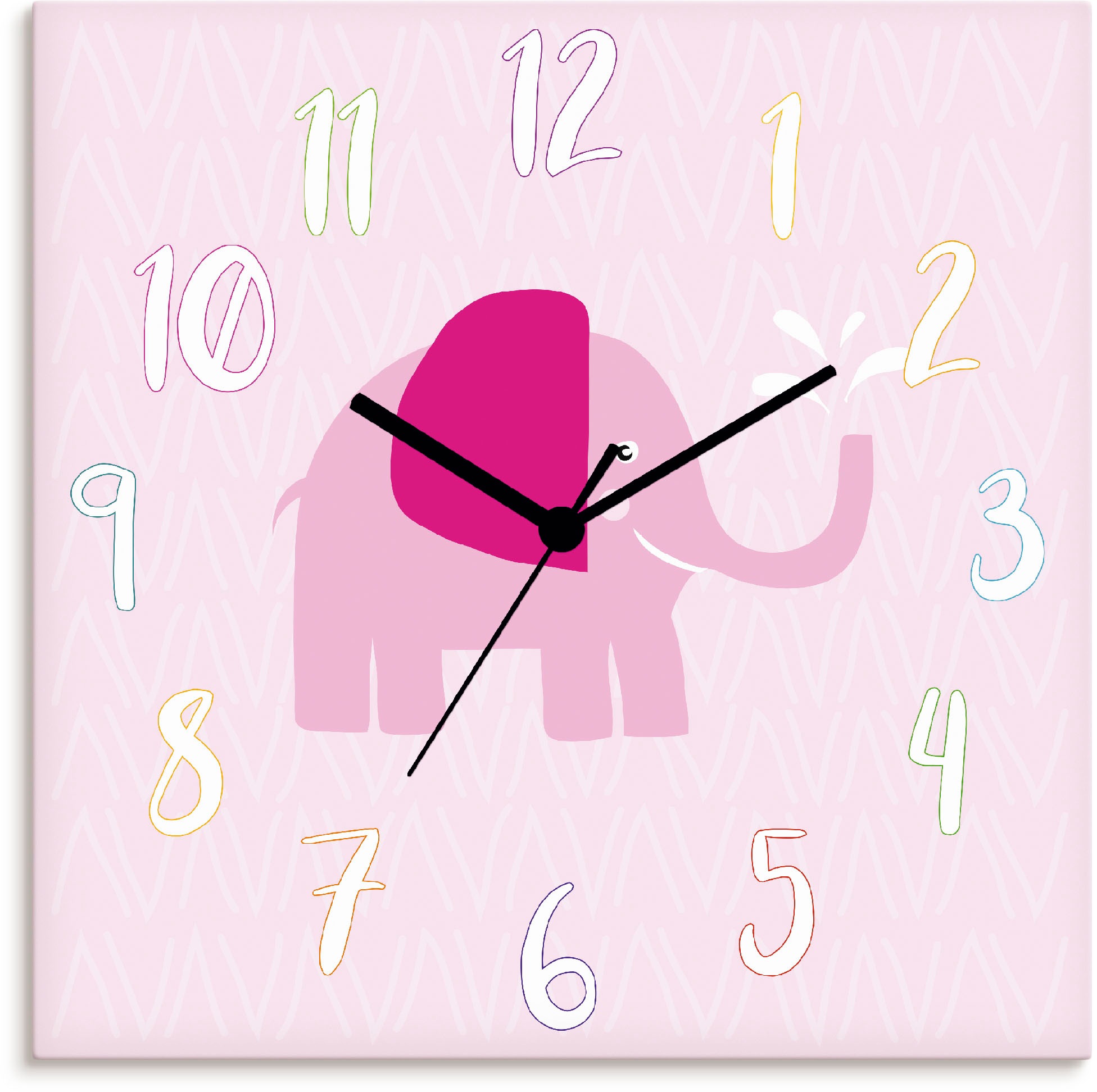 Artland Wanduhr »Elefant auf rosa«, wahlweise mit Quarz- oder Funkuhrwerk, lautlos ohne Tickgeräusche
