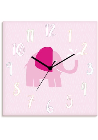 Wanduhr »Elefant auf rosa«