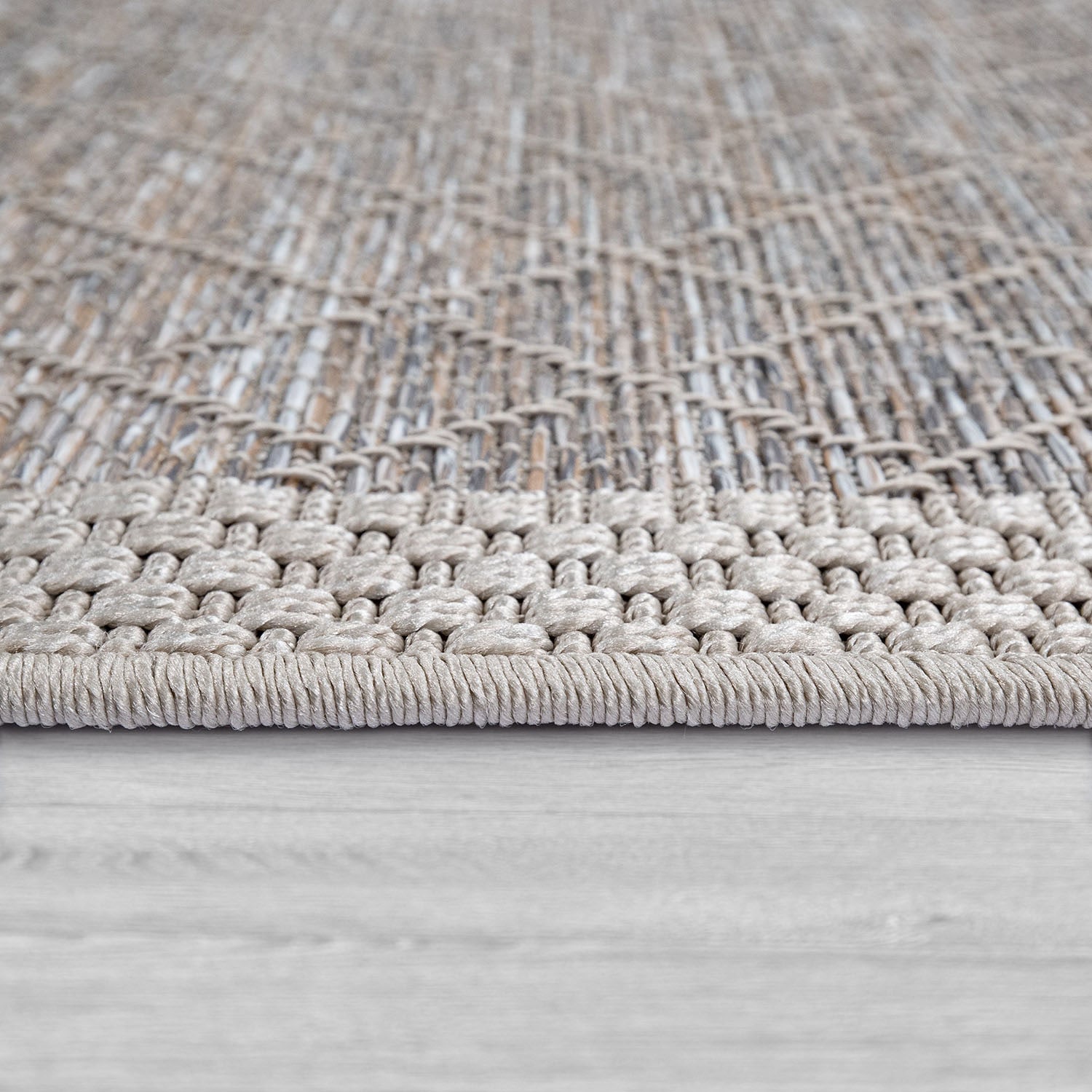 Paco Home Teppich »Vancouver 163«, rund, 4 mm Höhe, Flachgewebe, Rauten Muster, meliert, Bordüre, Outdoor geeignet