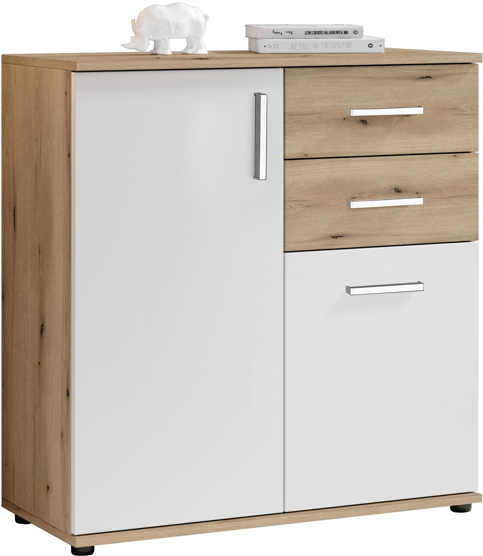 HBZ Kommode "BC-Drift-2, Universalschrank Stellmass BxHxT 80x84x35 cm" 1 Stk. tlg. Kommode mit 2 Türen, 2 Schubkästen, 1 Einlegeboden