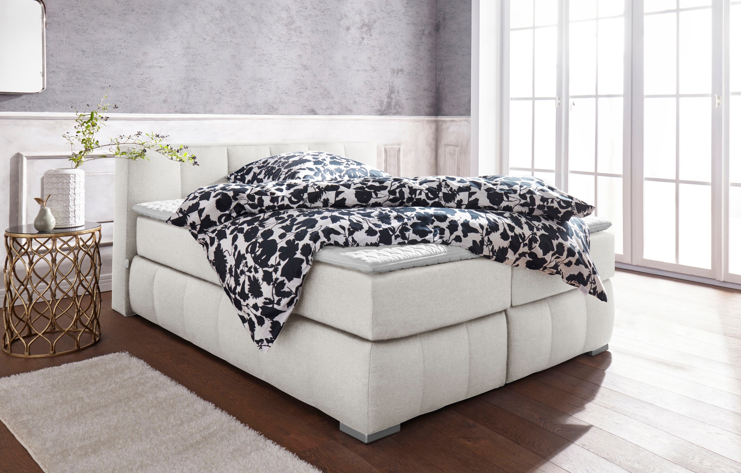 Guido Maria Kretschmer Home&Living Boxspringbett »Chelles«, inkl. Topper, in XXL- Überlänge 220 cm, Unterbox mit feine Wölbung