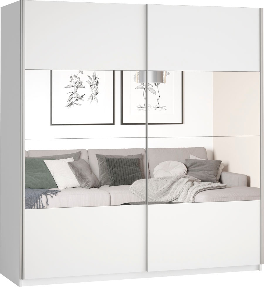 Helvetia Schwebetürenschrank Beta, mit Spiegelelement, inkl. 1 Kleiderstange und 5 Einlegeböden