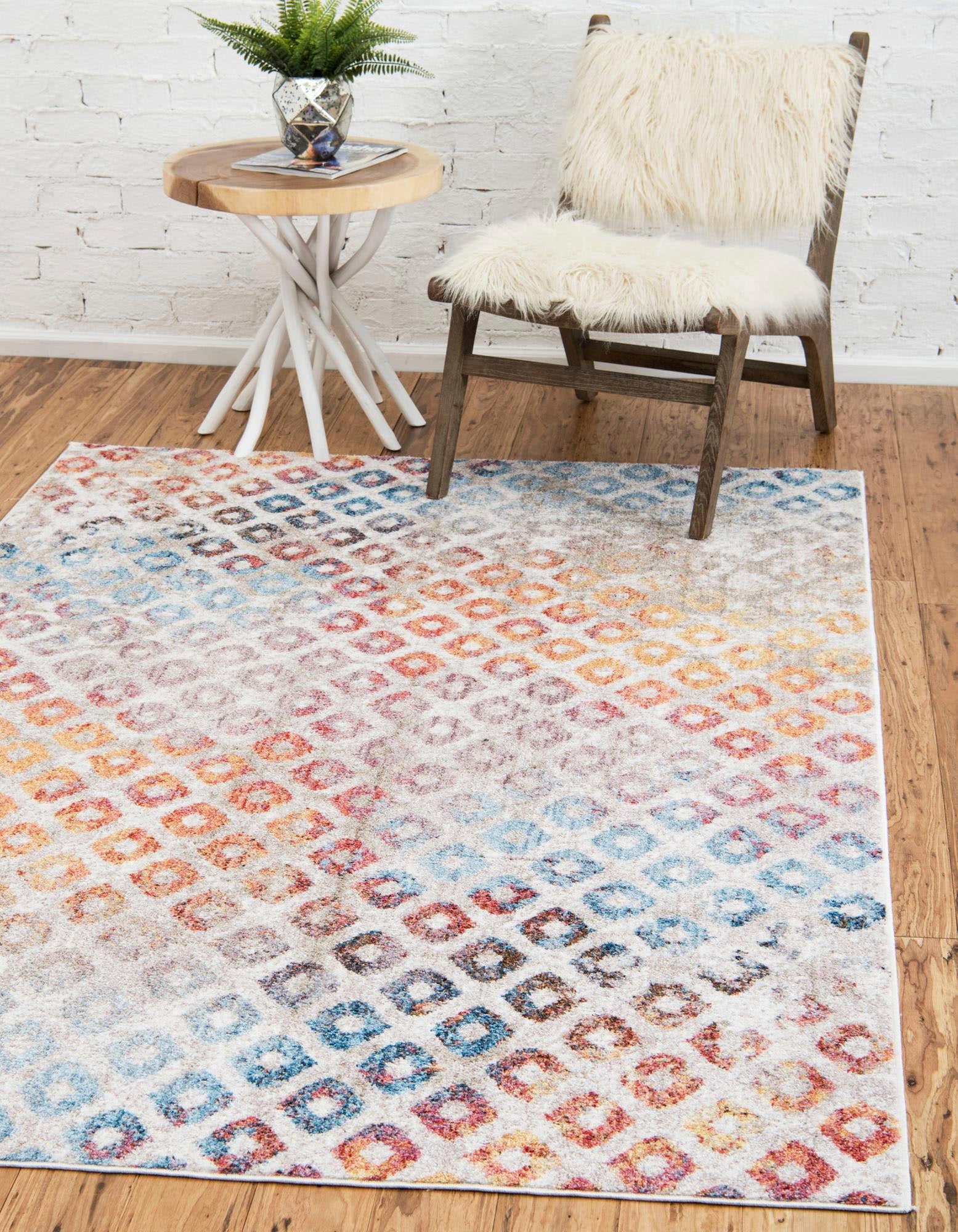 Myflair Möbel & Accessoires Teppich »Coloured Lagerräumung«, rechteckig, 8 mm Höhe, Kurzflor, gewebt, modernes Design, buntes Rauten Muster