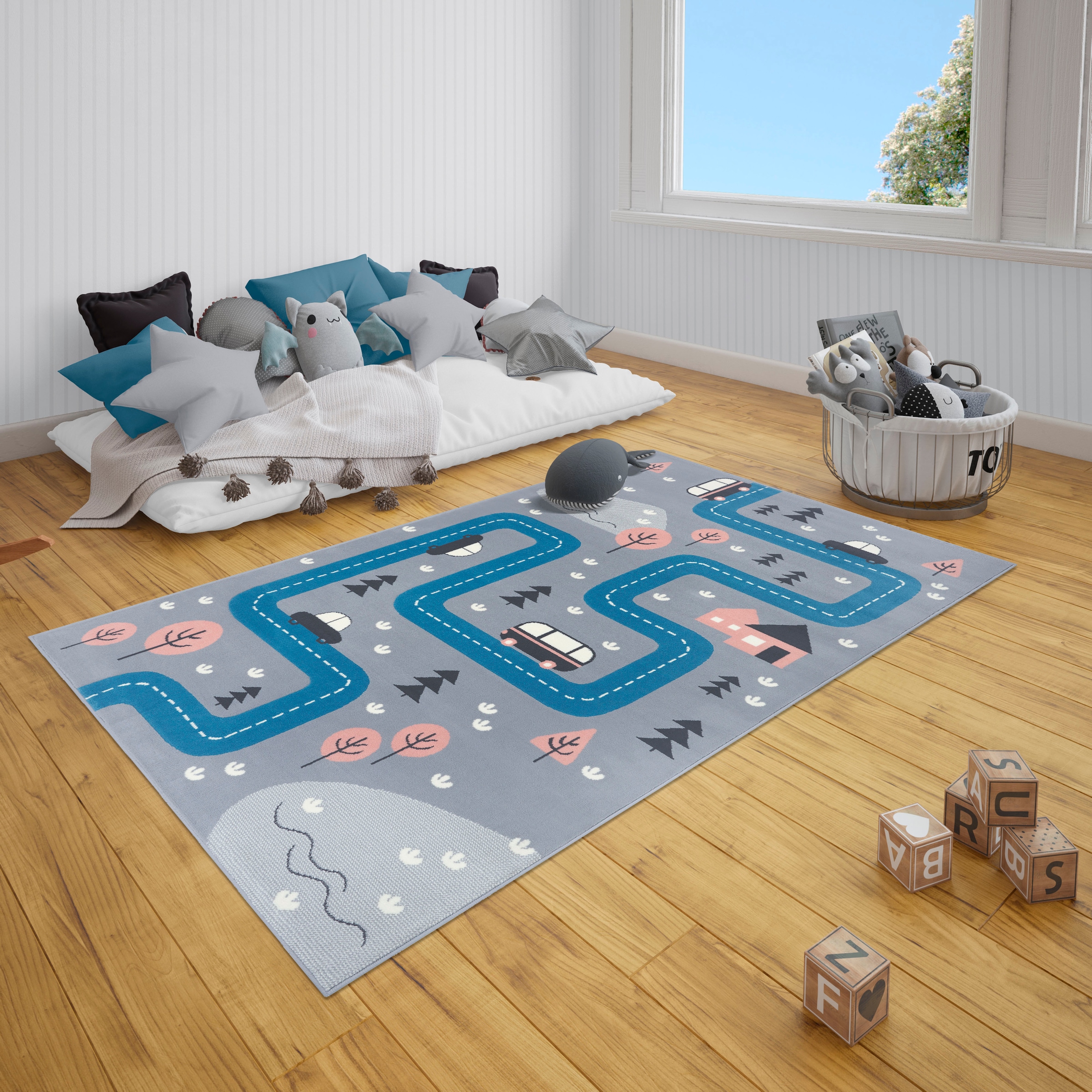 HANSE Home Kinderteppich »Dream Street«, rechteckig, 9 mm Höhe, Teppich, Spielteppich, Spielunterlage, Strasse, Kinderzimmer, Kurzflor